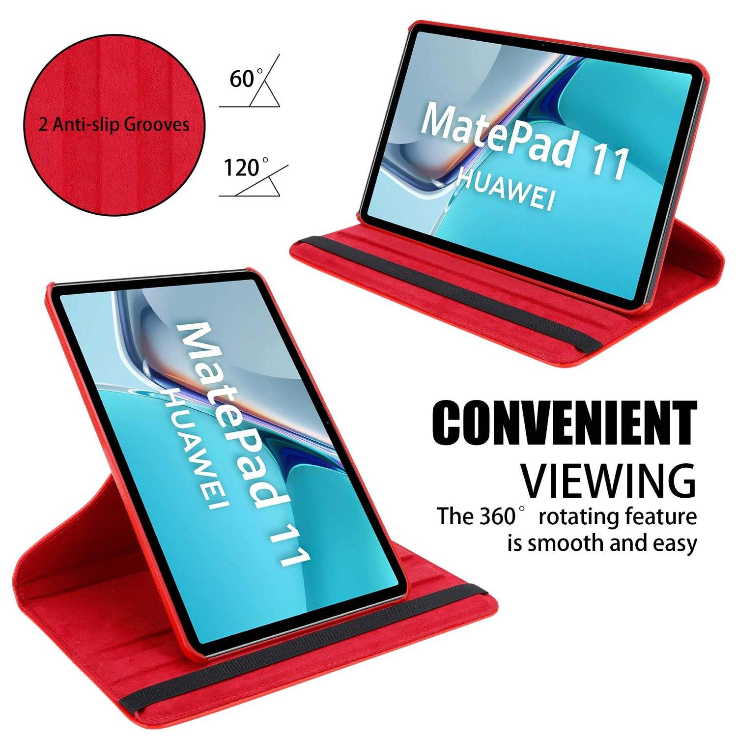 Cadorabo Hülle für Huawei MatePad 11 (10.95 Zoll) Tablet Schutz Hülle in Rot Schutzhülle Etui Case Tasche Cover