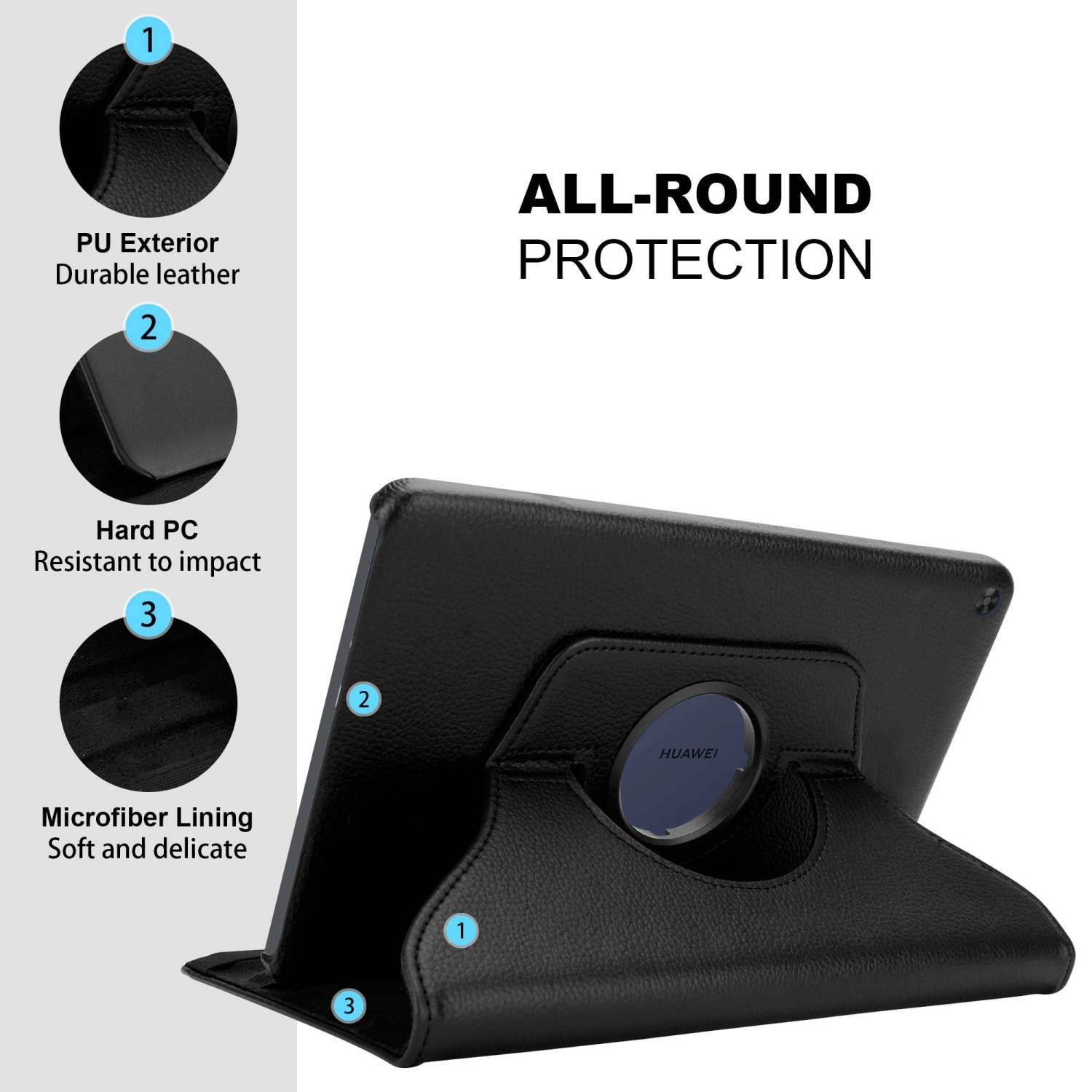 Cadorabo Hülle für Huawei MatePad T 10 (9.7 Zoll) / T 10s (10.1 Zoll) Tablet Schutz Hülle in Schwarz Schutzhülle Etui