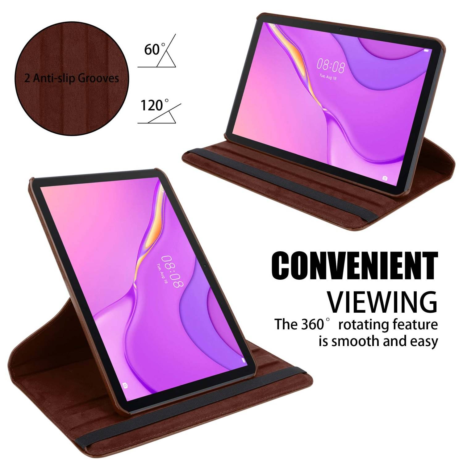 Cadorabo Hülle für Huawei MatePad T 10 (9.7 Zoll) / T 10s (10.1 Zoll) Tablet Schutz Hülle in Braun Schutzhülle Etui Case