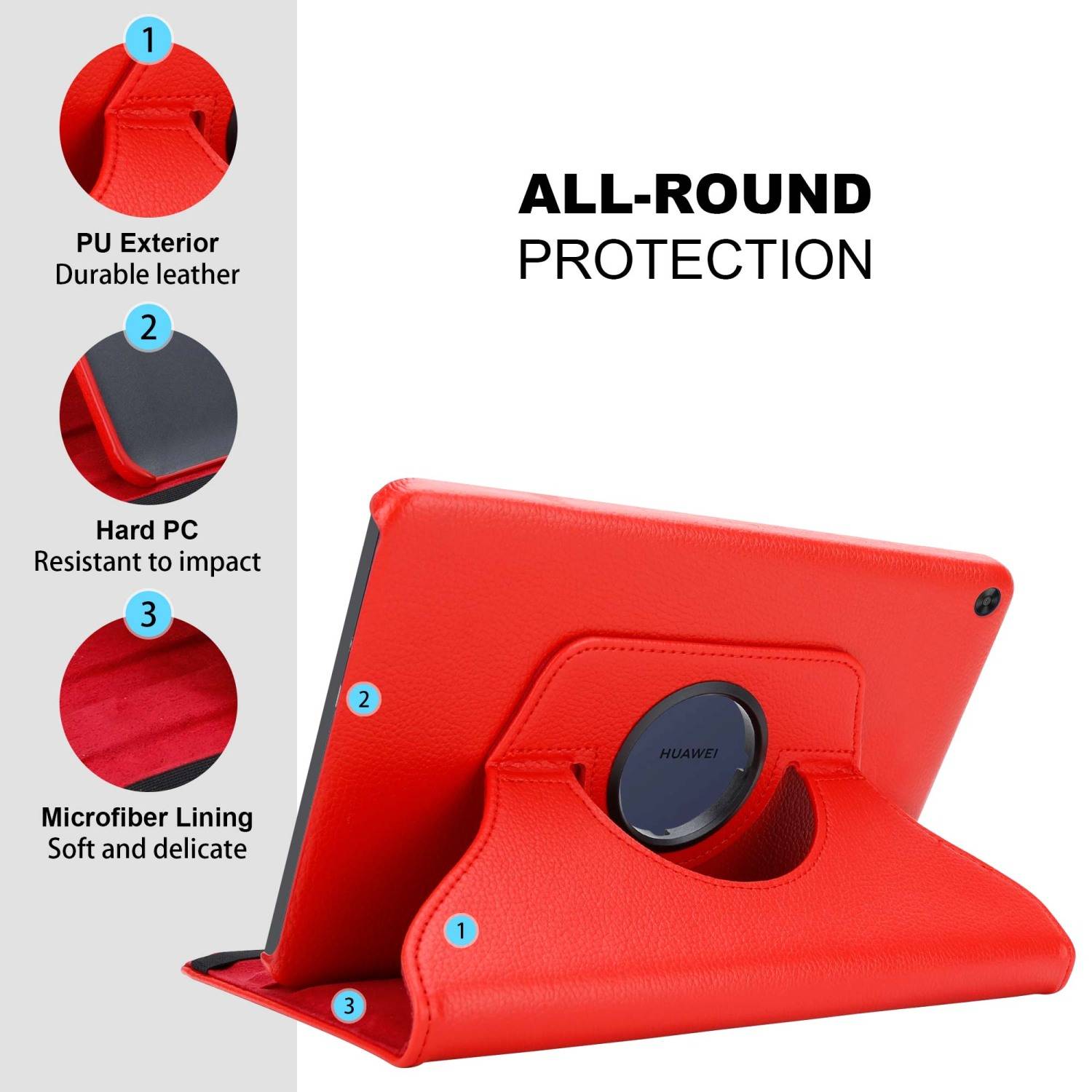 Cadorabo Hülle für Huawei MatePad T 10 (9.7 Zoll) / T 10s (10.1 Zoll) Tablet Schutz Hülle in Rot Schutzhülle Etui Case