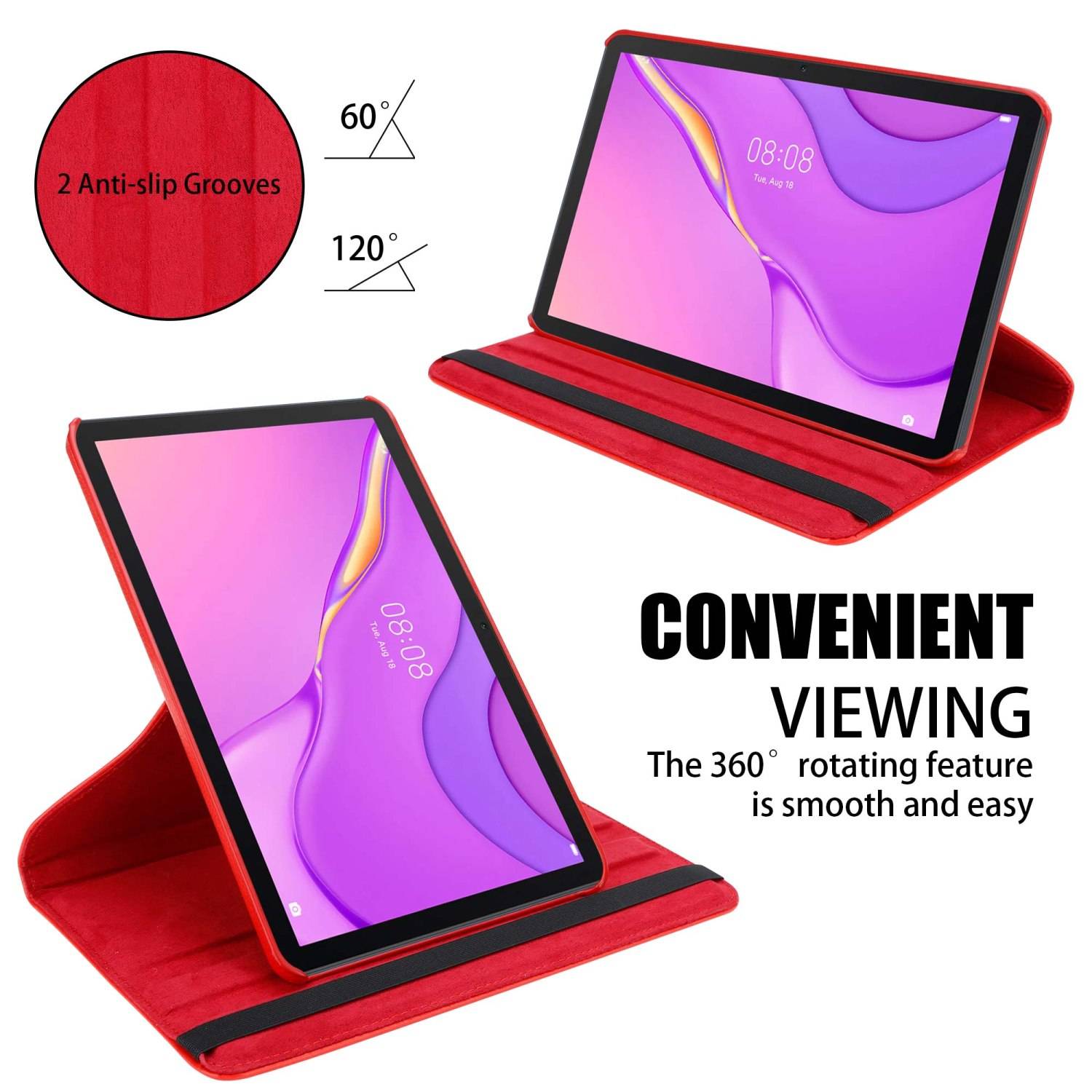 Cadorabo Hülle für Huawei MatePad T 10 (9.7 Zoll) / T 10s (10.1 Zoll) Tablet Schutz Hülle in Rot Schutzhülle Etui Case