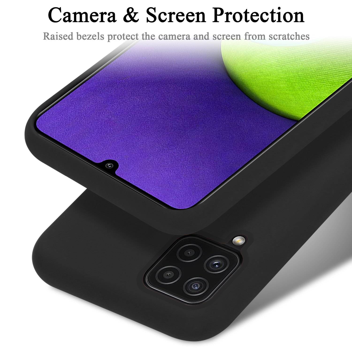Cadorabo Schutzhülle für Samsung Galaxy A22 4G / M22 / M32 4G Hülle in Schwarz Handyhülle Case Cover TPU Etui