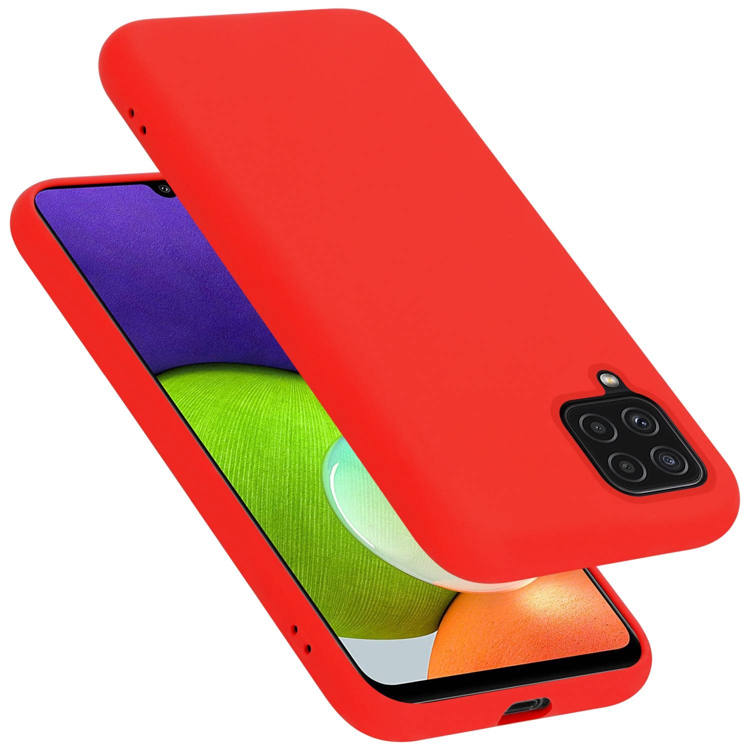 Cadorabo Schutzhülle für Samsung Galaxy A22 4G / M22 / M32 4G Hülle in Rot Handyhülle Case Cover TPU Etui