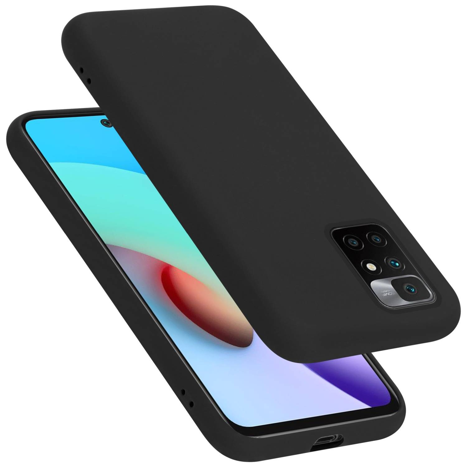 Cadorabo Schutzhülle für Xiaomi RedMi 10 / RedMi NOTE 11 4G Hülle in Schwarz Handyhülle Case Cover TPU Etui