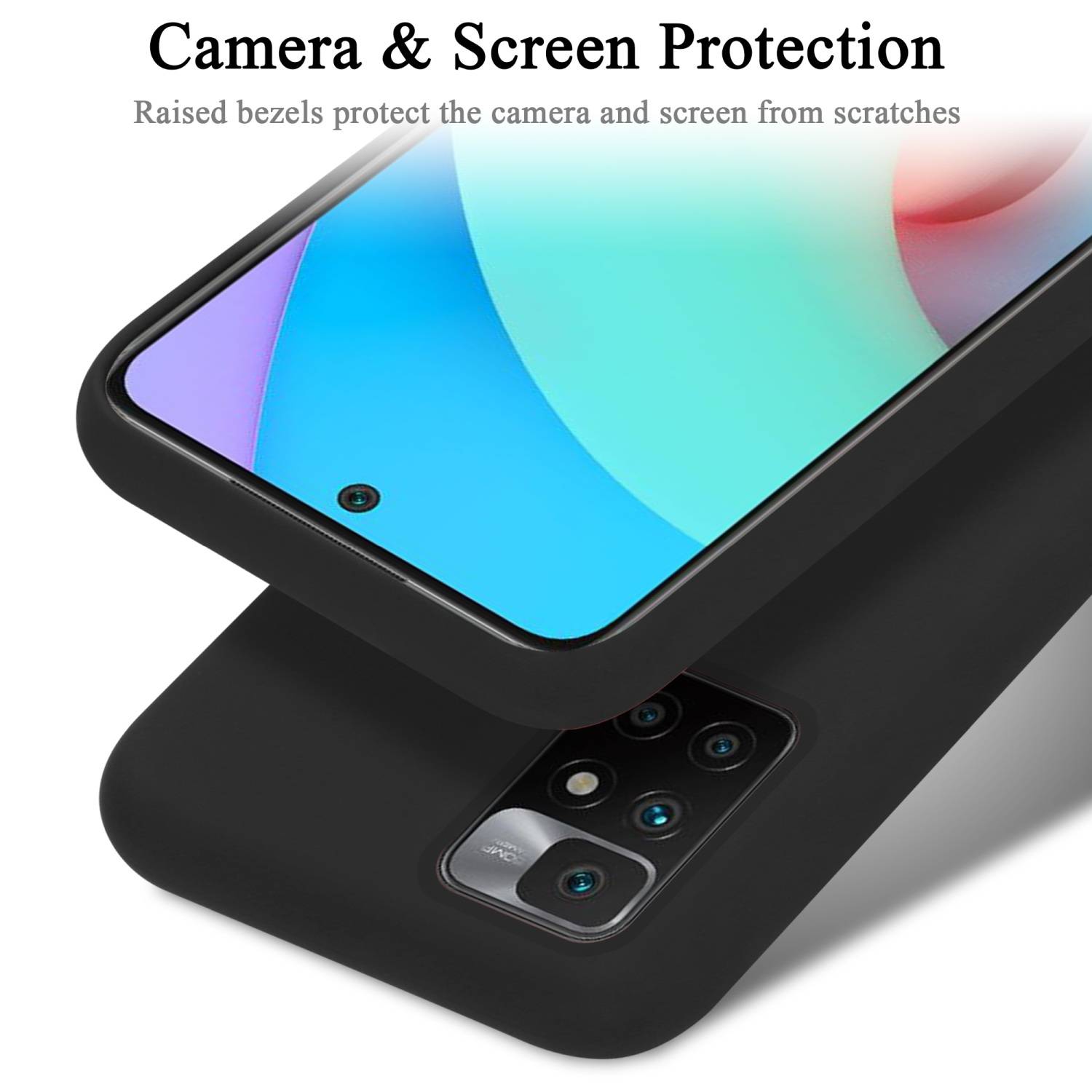 Cadorabo Schutzhülle für Xiaomi RedMi 10 / RedMi NOTE 11 4G Hülle in Schwarz Handyhülle Case Cover TPU Etui