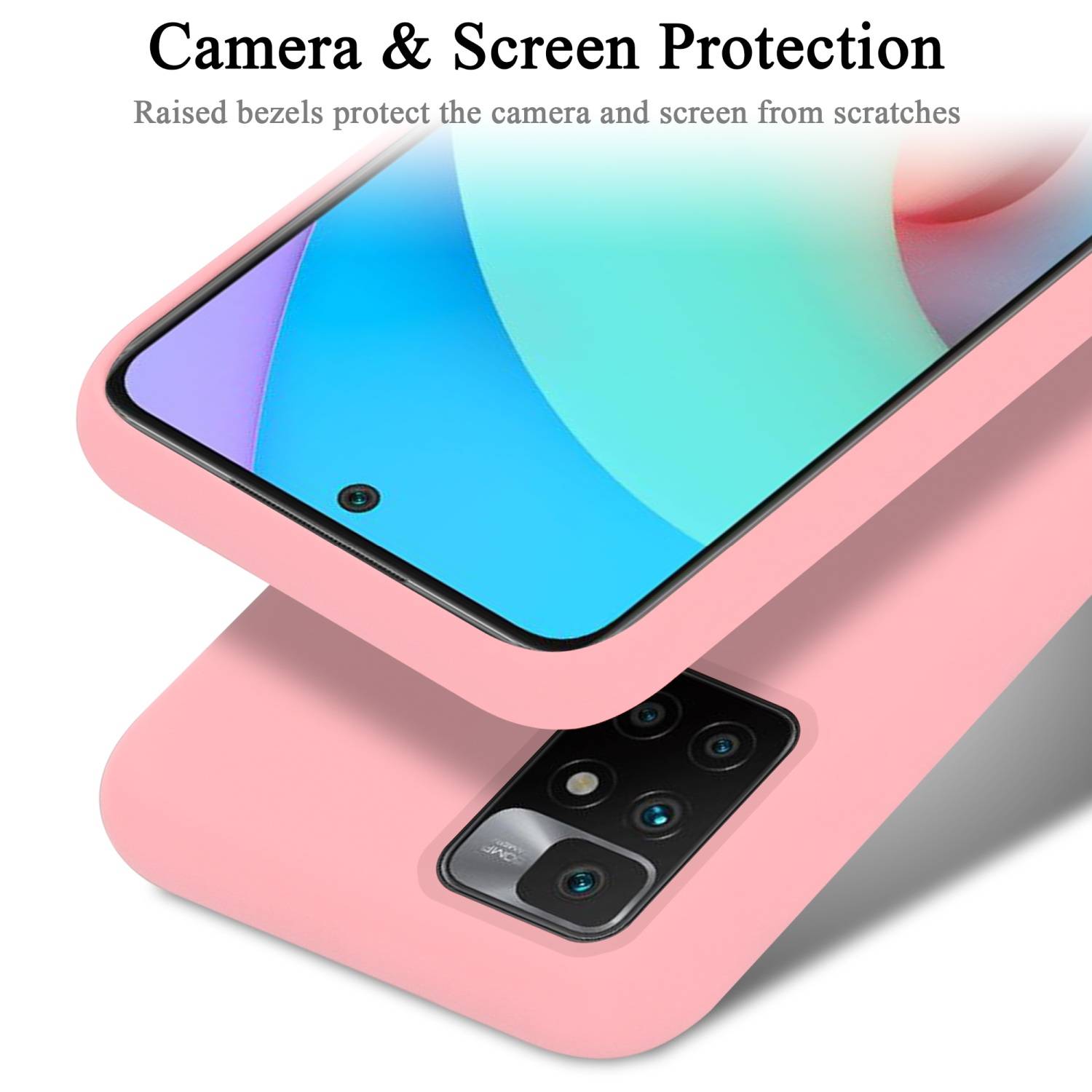 Cadorabo Schutzhülle für Xiaomi RedMi 10 / RedMi NOTE 11 4G Hülle in Rosa Handyhülle Case Cover TPU Etui