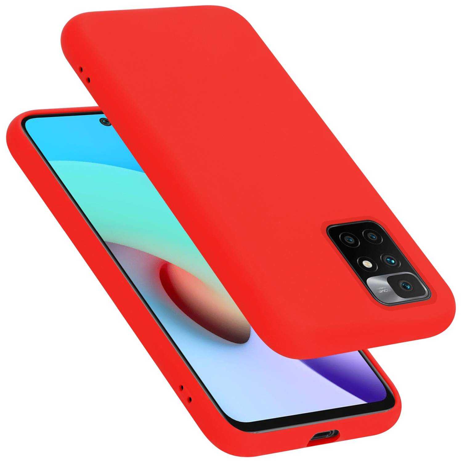 Cadorabo Schutzhülle für Xiaomi RedMi 10 / RedMi NOTE 11 4G Hülle in Rot Handyhülle Case Cover TPU Etui