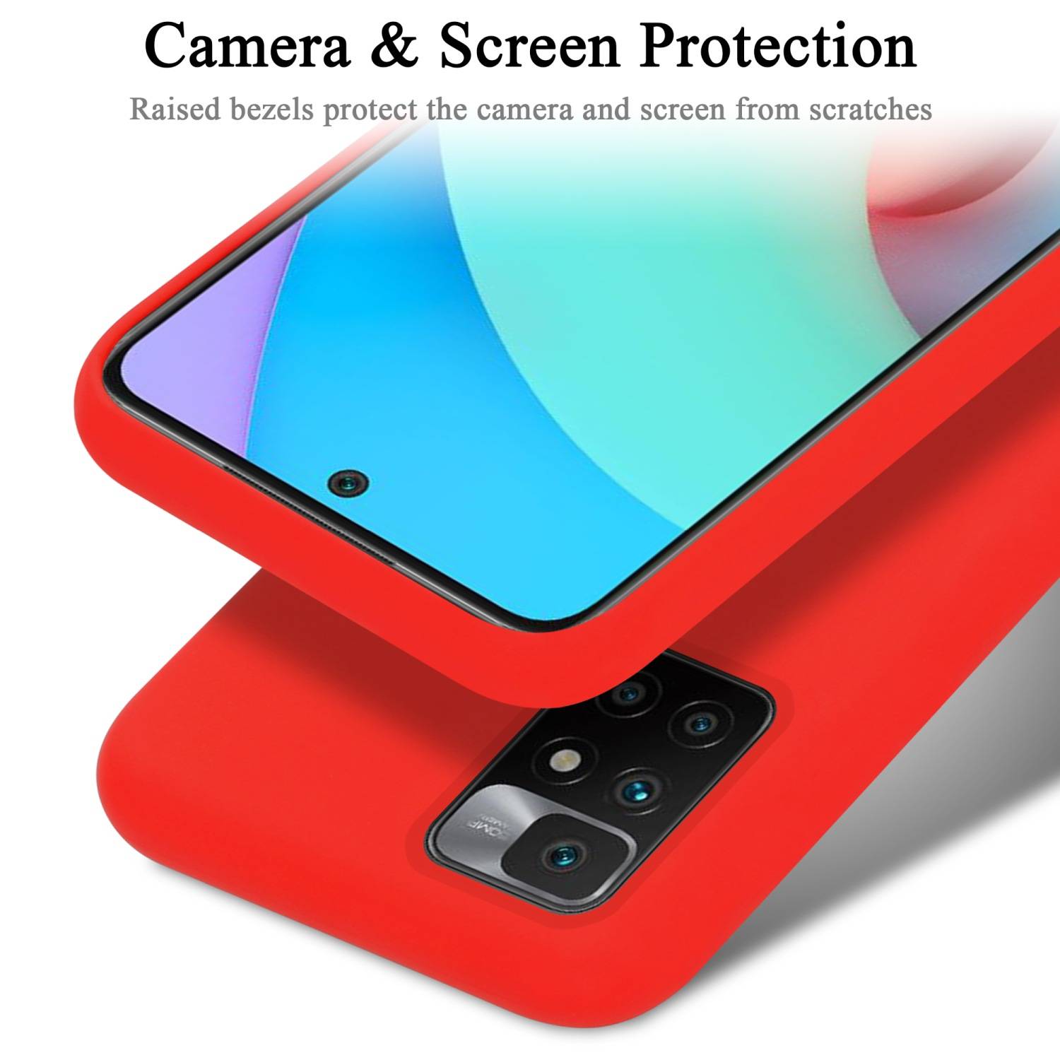 Cadorabo Schutzhülle für Xiaomi RedMi 10 / RedMi NOTE 11 4G Hülle in Rot Handyhülle Case Cover TPU Etui