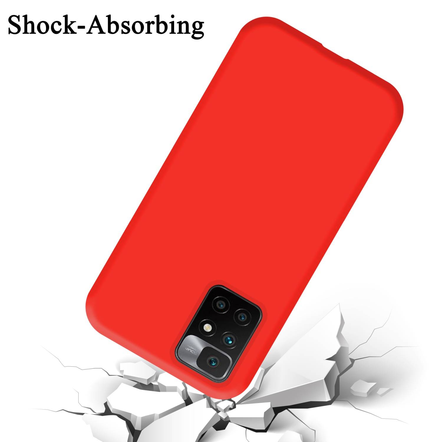 Cadorabo Schutzhülle für Xiaomi RedMi 10 / RedMi NOTE 11 4G Hülle in Rot Handyhülle Case Cover TPU Etui
