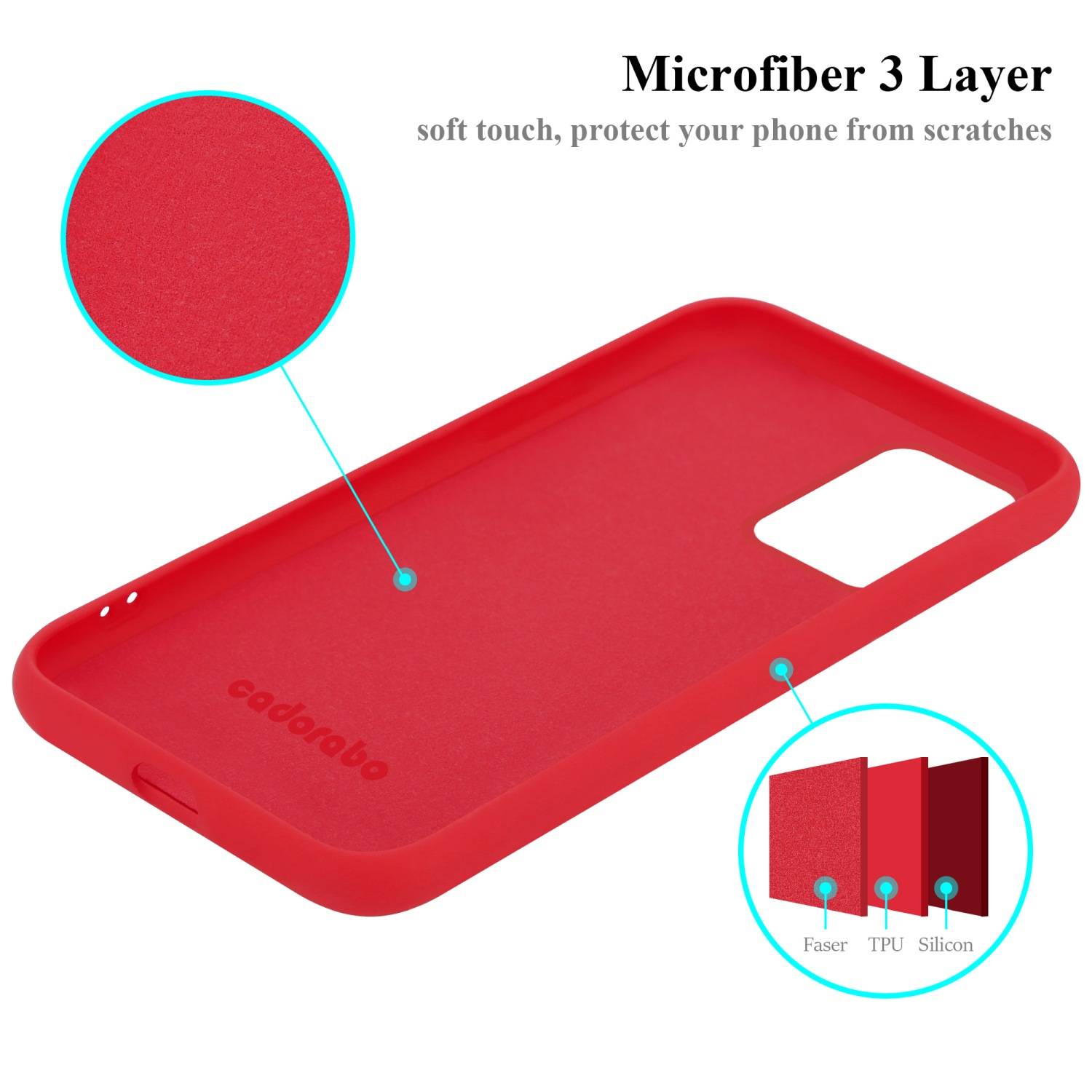 Cadorabo Schutzhülle für Xiaomi RedMi 10 / RedMi NOTE 11 4G Hülle in Rot Handyhülle Case Cover TPU Etui