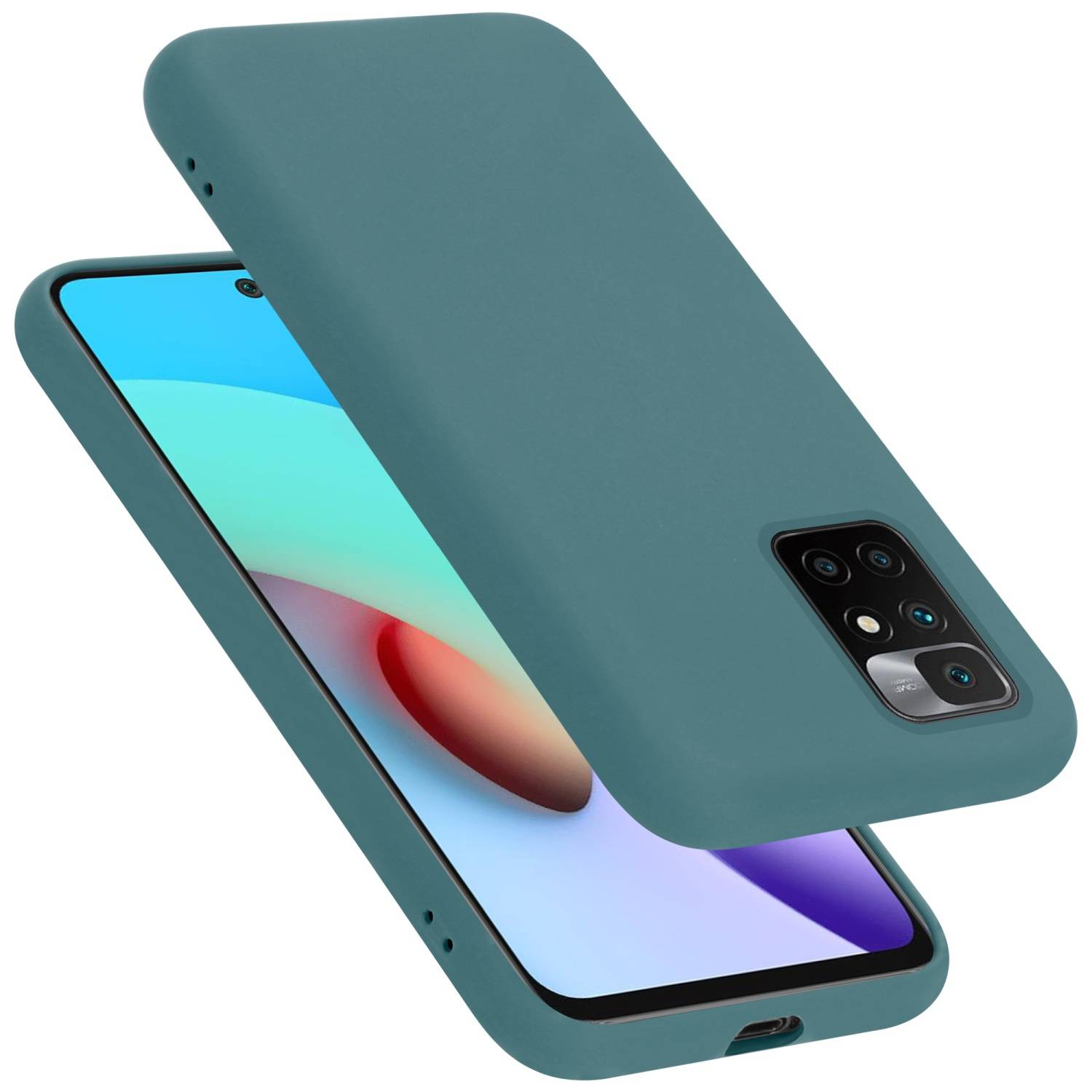 Cadorabo Schutzhülle für Xiaomi RedMi 10 / RedMi NOTE 11 4G Hülle in Grün Handyhülle Case Cover TPU Etui