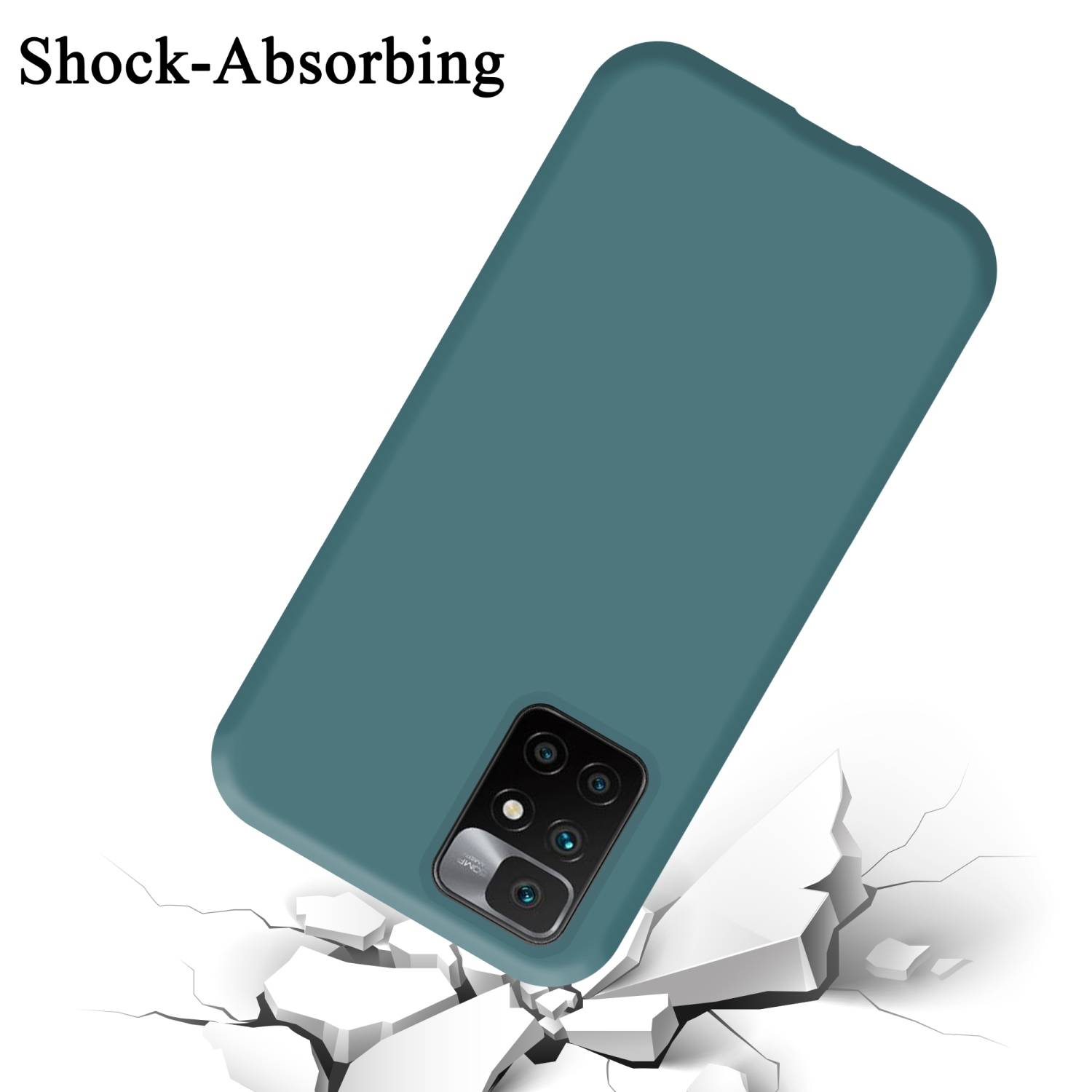 Cadorabo Schutzhülle für Xiaomi RedMi 10 / RedMi NOTE 11 4G Hülle in Grün Handyhülle Case Cover TPU Etui