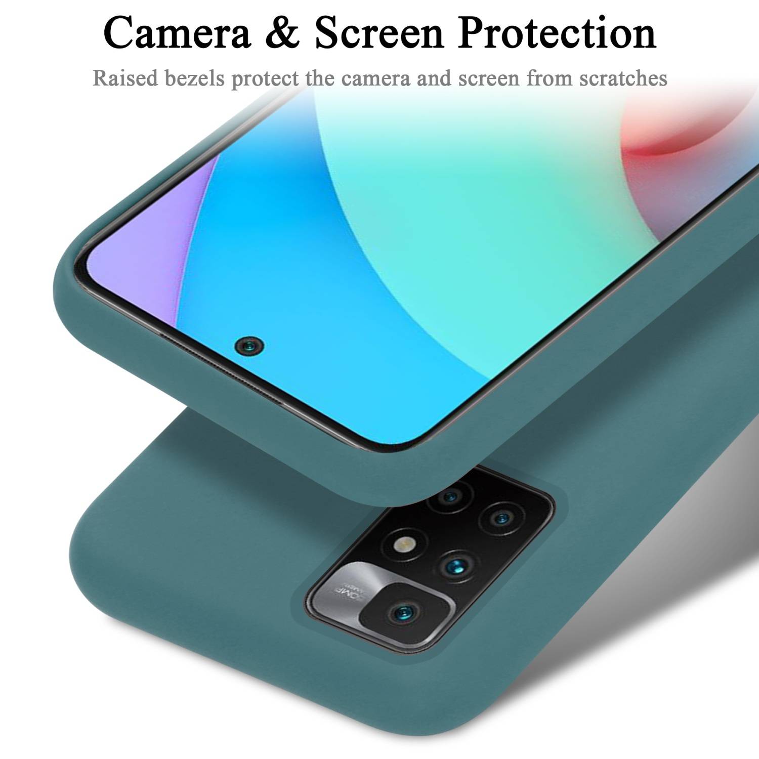 Cadorabo Schutzhülle für Xiaomi RedMi 10 / RedMi NOTE 11 4G Hülle in Grün Handyhülle Case Cover TPU Etui