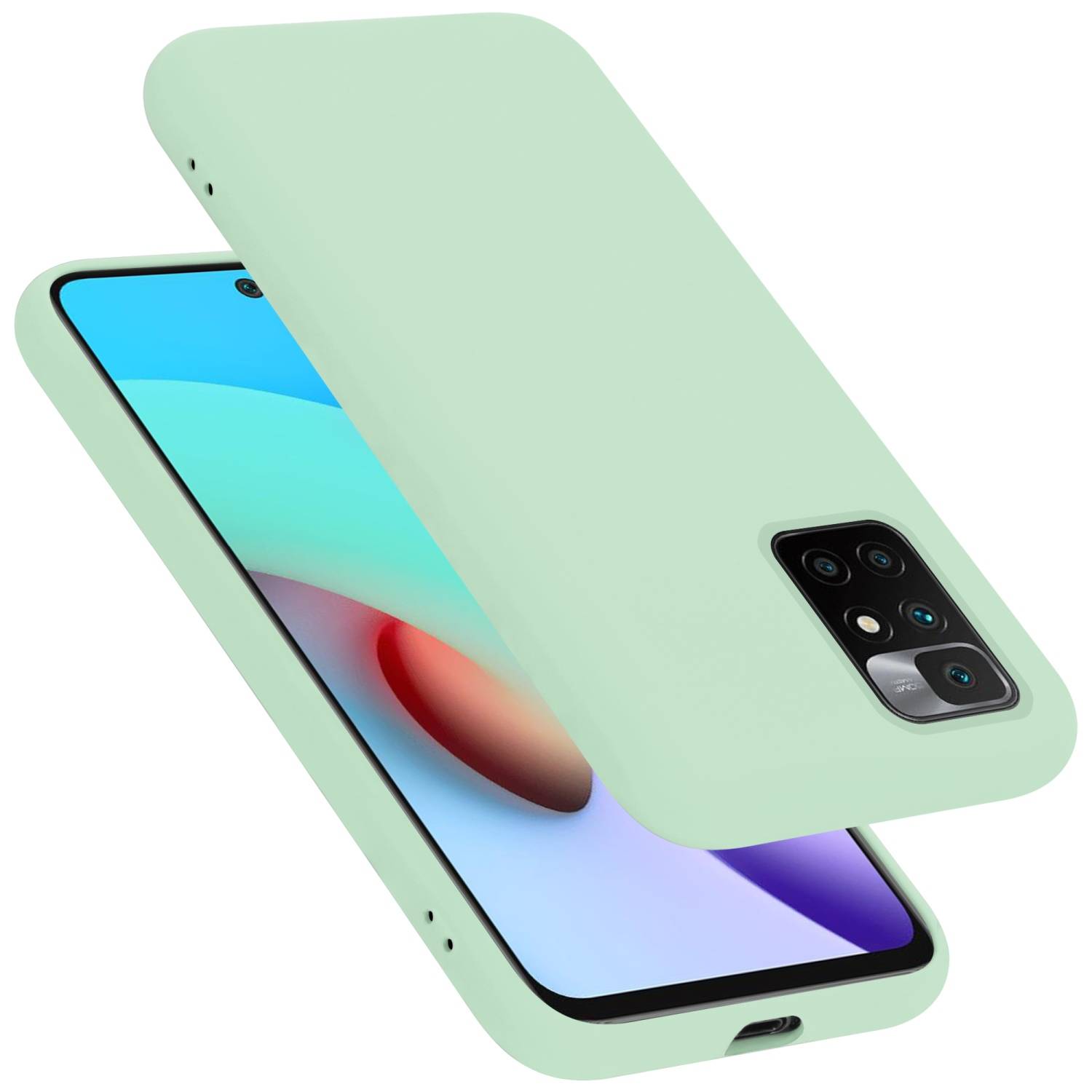 Cadorabo Schutzhülle für Xiaomi RedMi 10 / RedMi NOTE 11 4G Hülle in Grün Handyhülle Case Cover TPU Etui