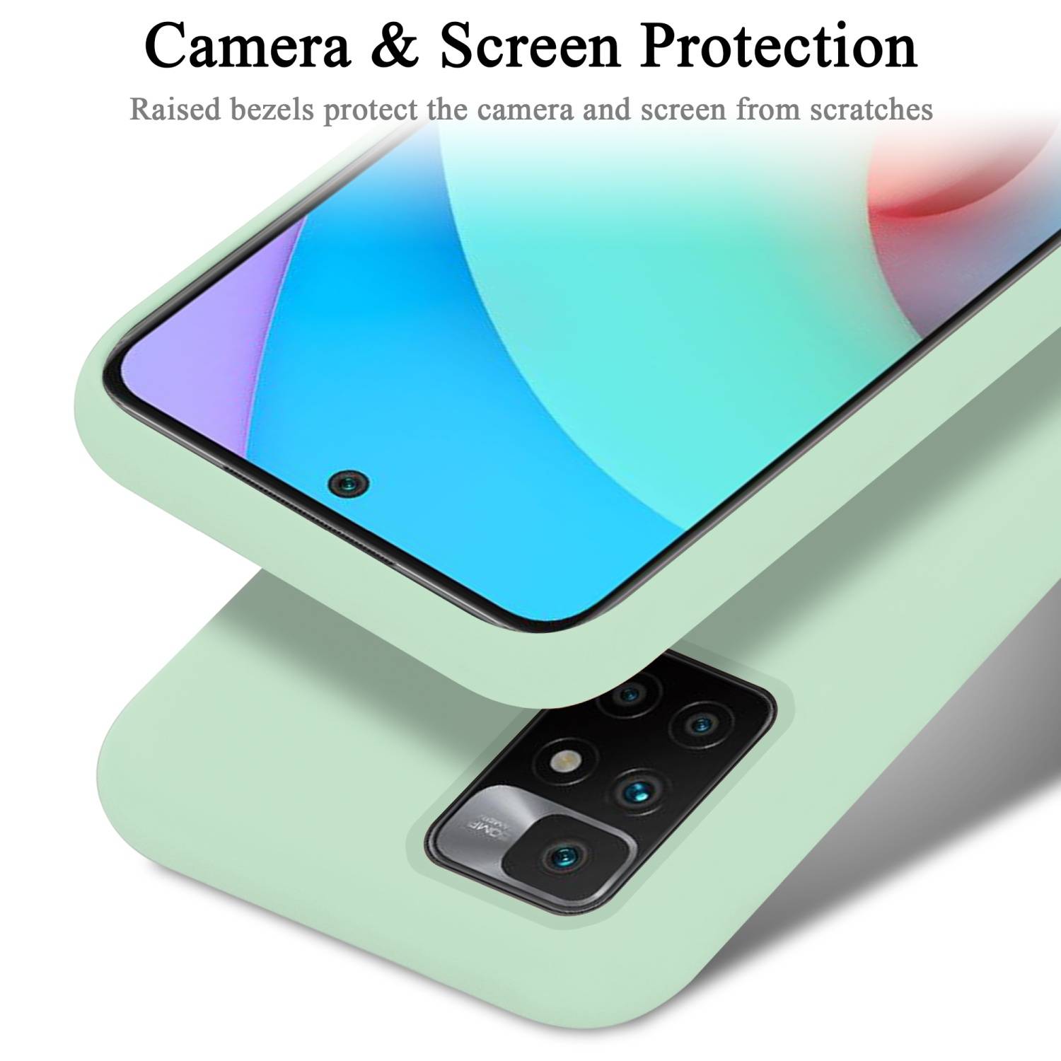 Cadorabo Schutzhülle für Xiaomi RedMi 10 / RedMi NOTE 11 4G Hülle in Grün Handyhülle Case Cover TPU Etui