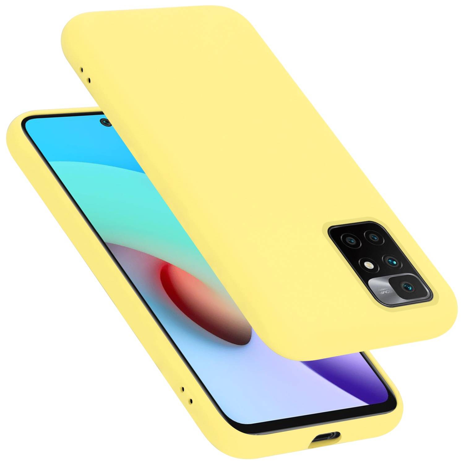 Cadorabo Schutzhülle für Xiaomi RedMi 10 / RedMi NOTE 11 4G Hülle in Gelb Handyhülle Case Cover TPU Etui