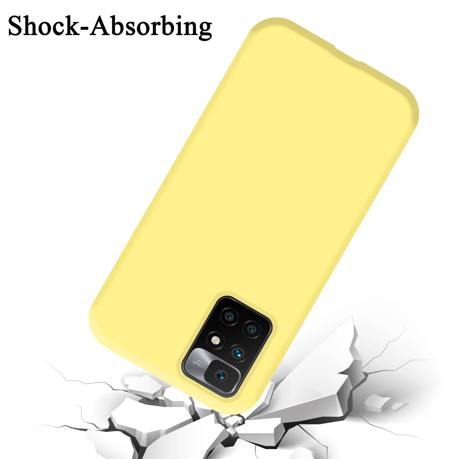 Cadorabo Schutzhülle für Xiaomi RedMi 10 / RedMi NOTE 11 4G Hülle in Gelb Handyhülle Case Cover TPU Etui