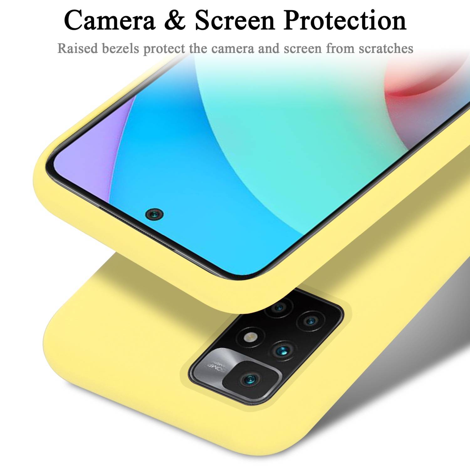 Cadorabo Schutzhülle für Xiaomi RedMi 10 / RedMi NOTE 11 4G Hülle in Gelb Handyhülle Case Cover TPU Etui