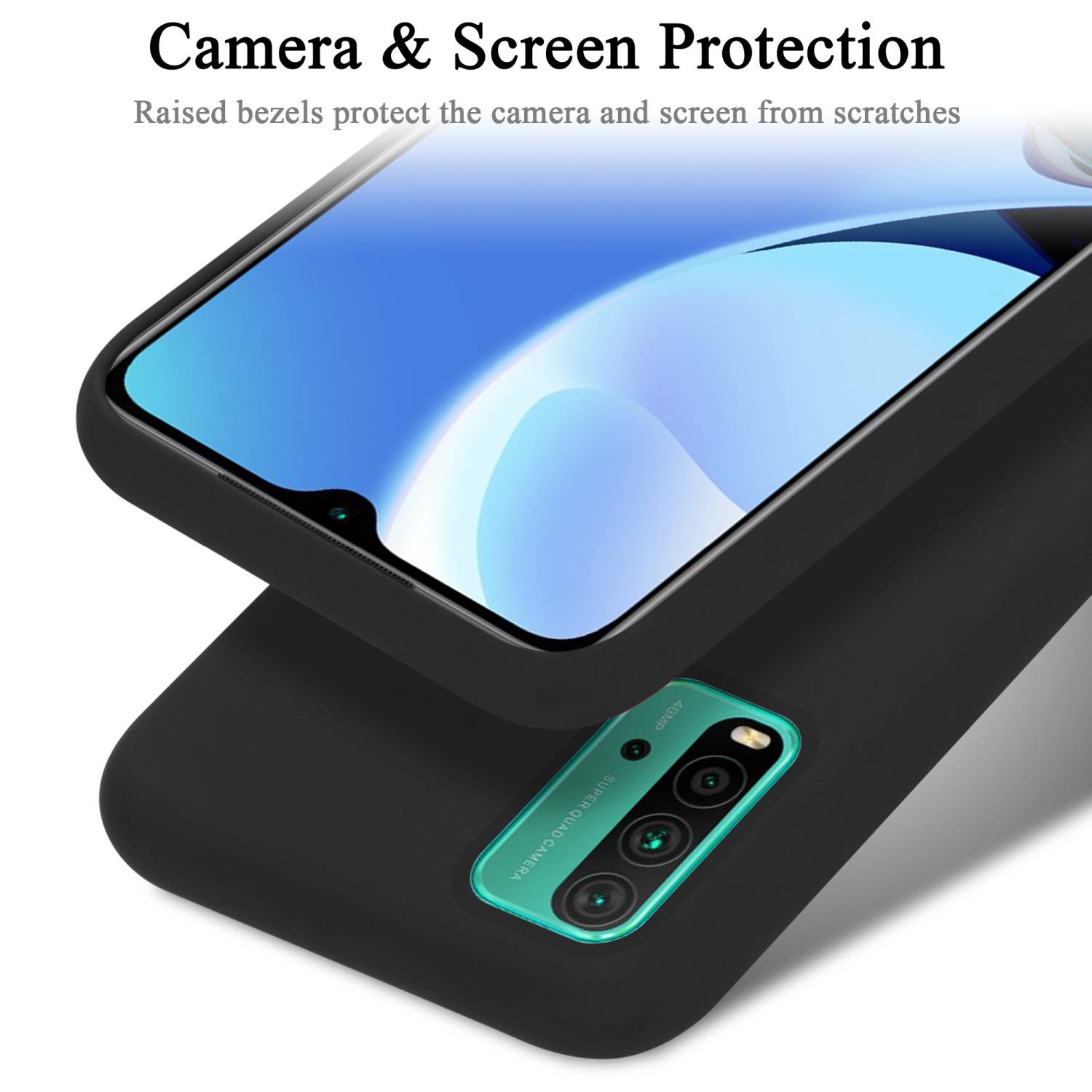 Cadorabo Schutzhülle für Xiaomi RedMi 9T / POCO M3 Hülle in Schwarz Handyhülle Case Cover TPU Etui
