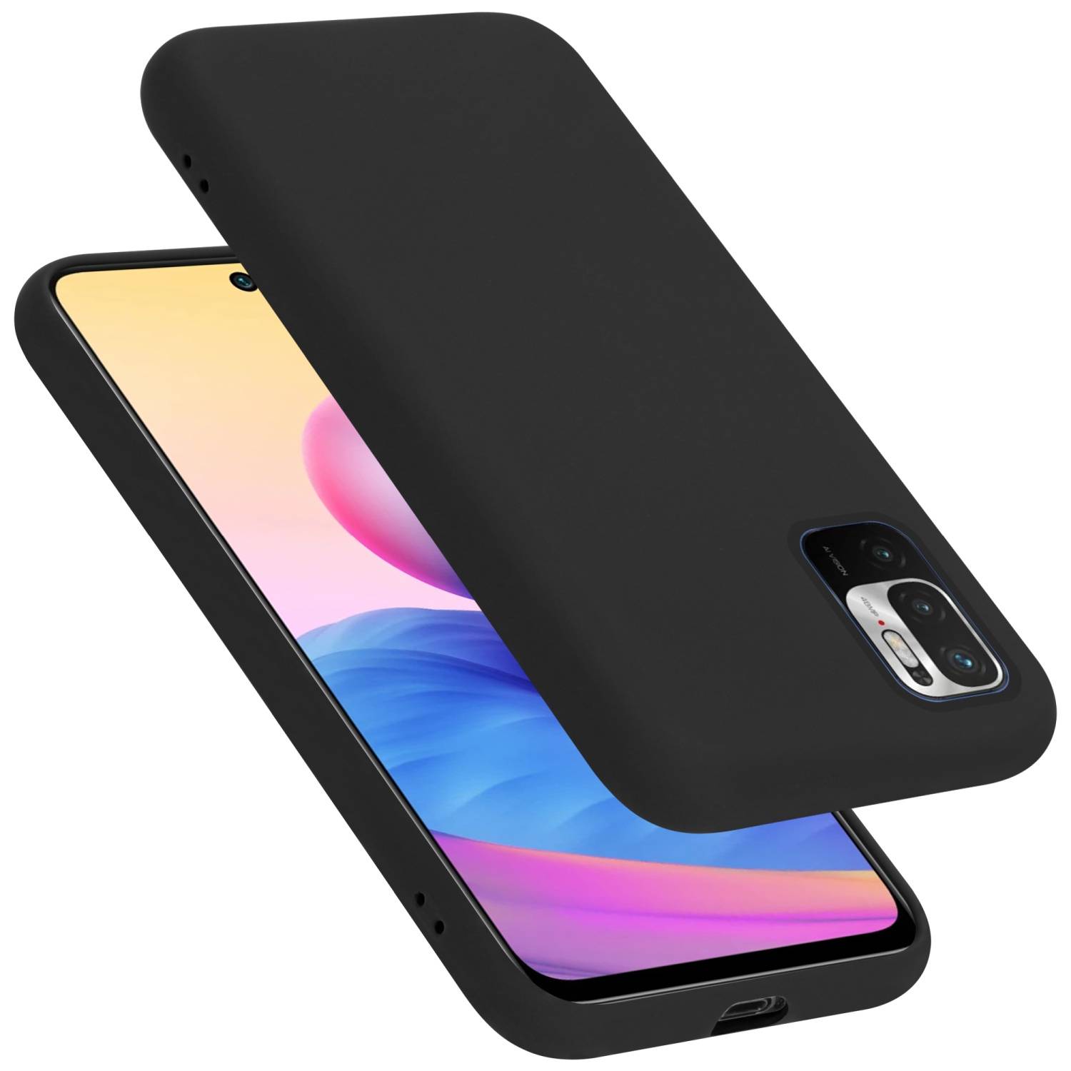 Cadorabo Schutzhülle für Xiaomi RedMi NOTE 10 5G / POCO M3 PRO 5G Hülle in Schwarz Handyhülle Case Cover TPU Etui