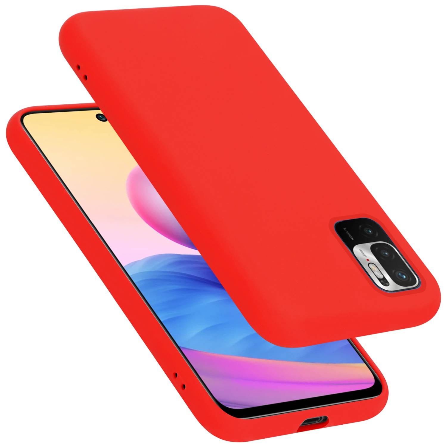 Cadorabo Schutzhülle für Xiaomi RedMi NOTE 10 5G / POCO M3 PRO 5G Hülle in Rot Handyhülle Case Cover TPU Etui