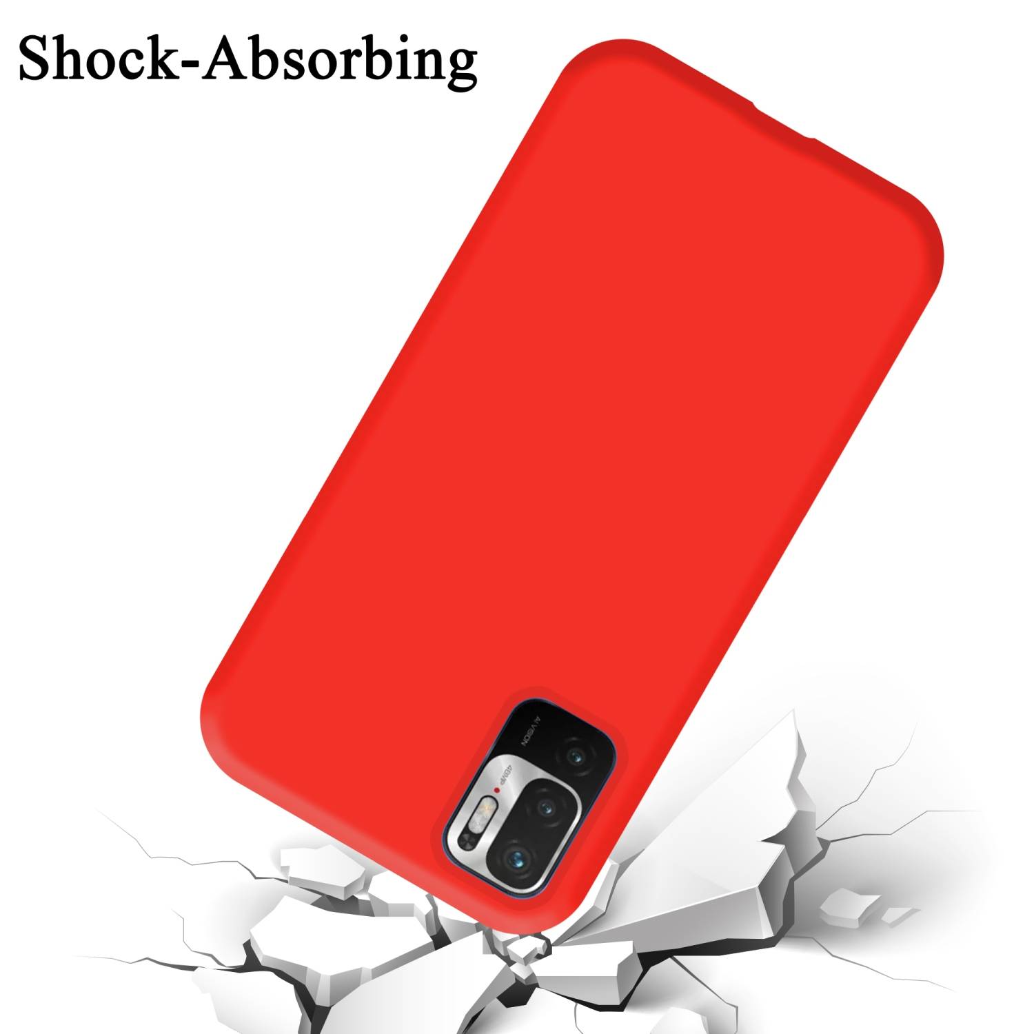 Cadorabo Schutzhülle für Xiaomi RedMi NOTE 10 5G / POCO M3 PRO 5G Hülle in Rot Handyhülle Case Cover TPU Etui