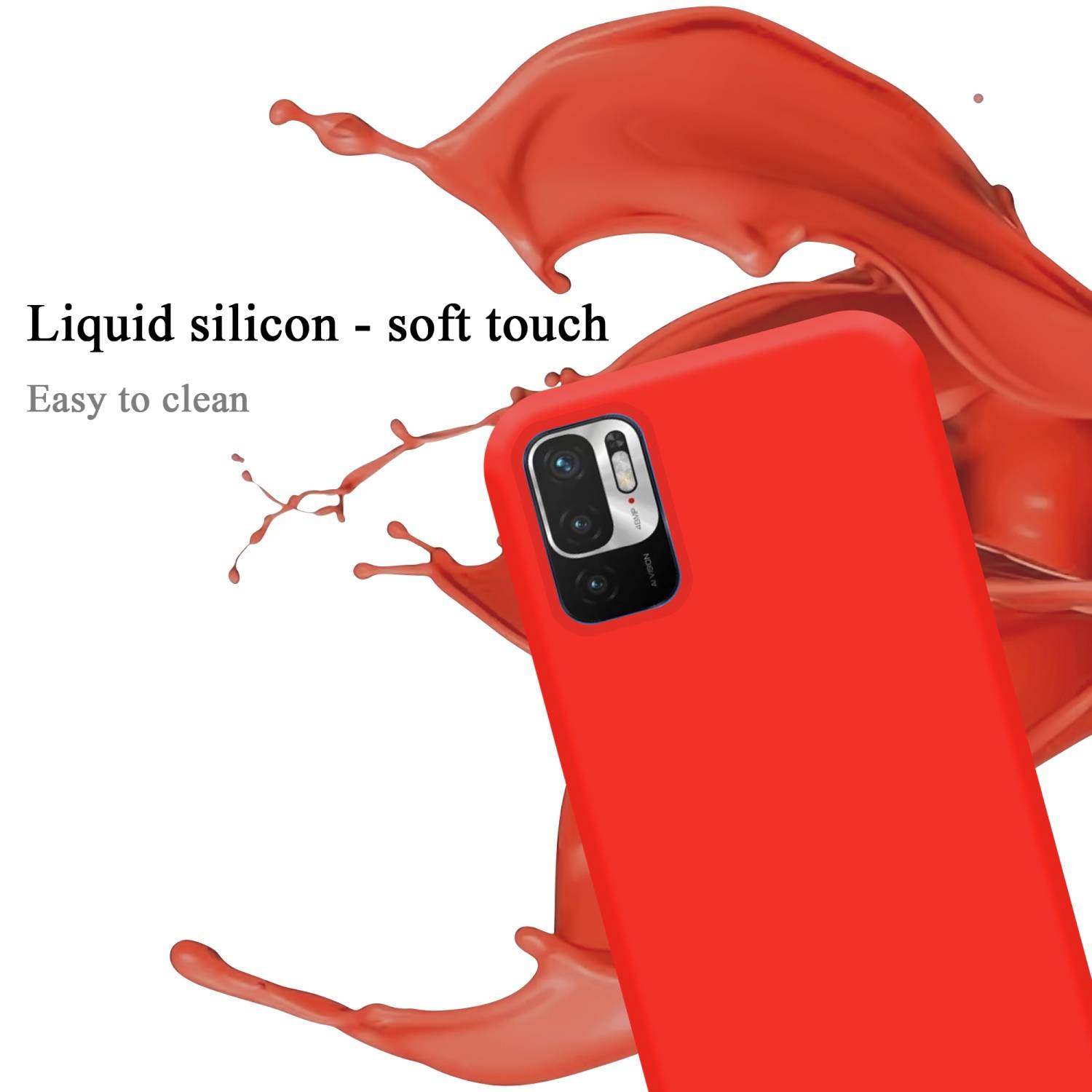 Cadorabo Schutzhülle für Xiaomi RedMi NOTE 10 5G / POCO M3 PRO 5G Hülle in Rot Handyhülle Case Cover TPU Etui