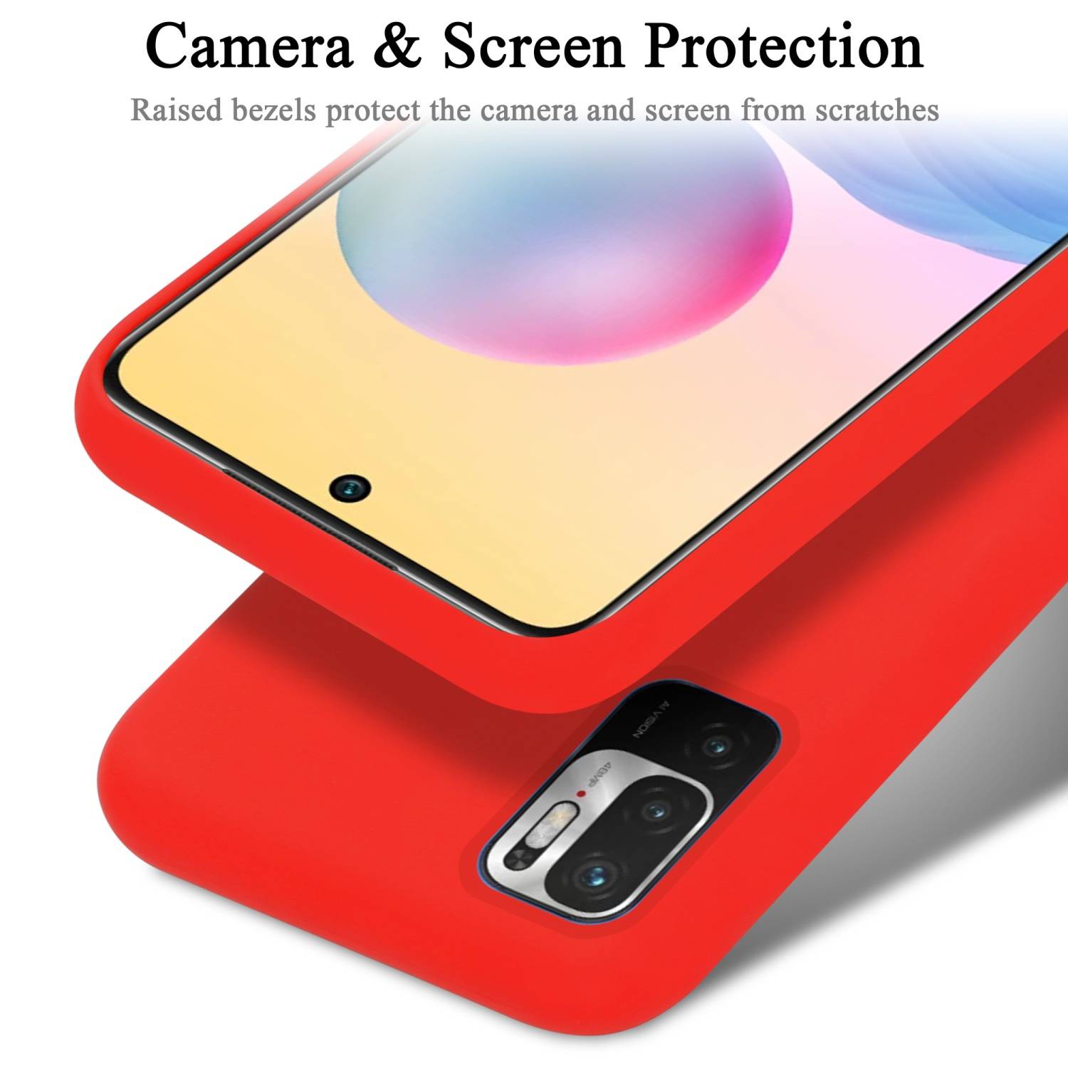 Cadorabo Schutzhülle für Xiaomi RedMi NOTE 10 5G / POCO M3 PRO 5G Hülle in Rot Handyhülle Case Cover TPU Etui