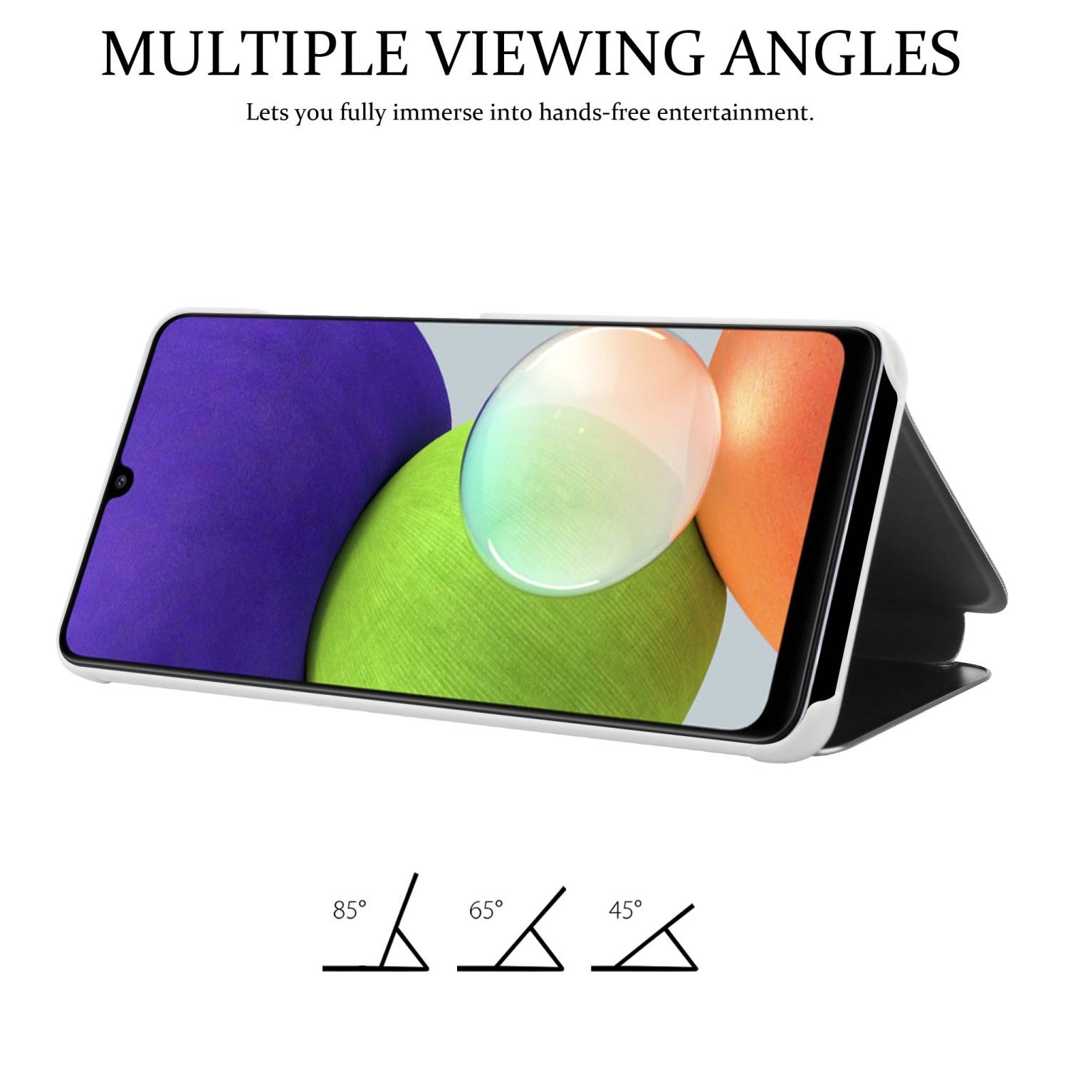 Cadorabo Handyhülle für Samsung Galaxy A22 4G / M22 / M32 4G in Silber Cover Backcover Schutzhülle Book Case Booklet