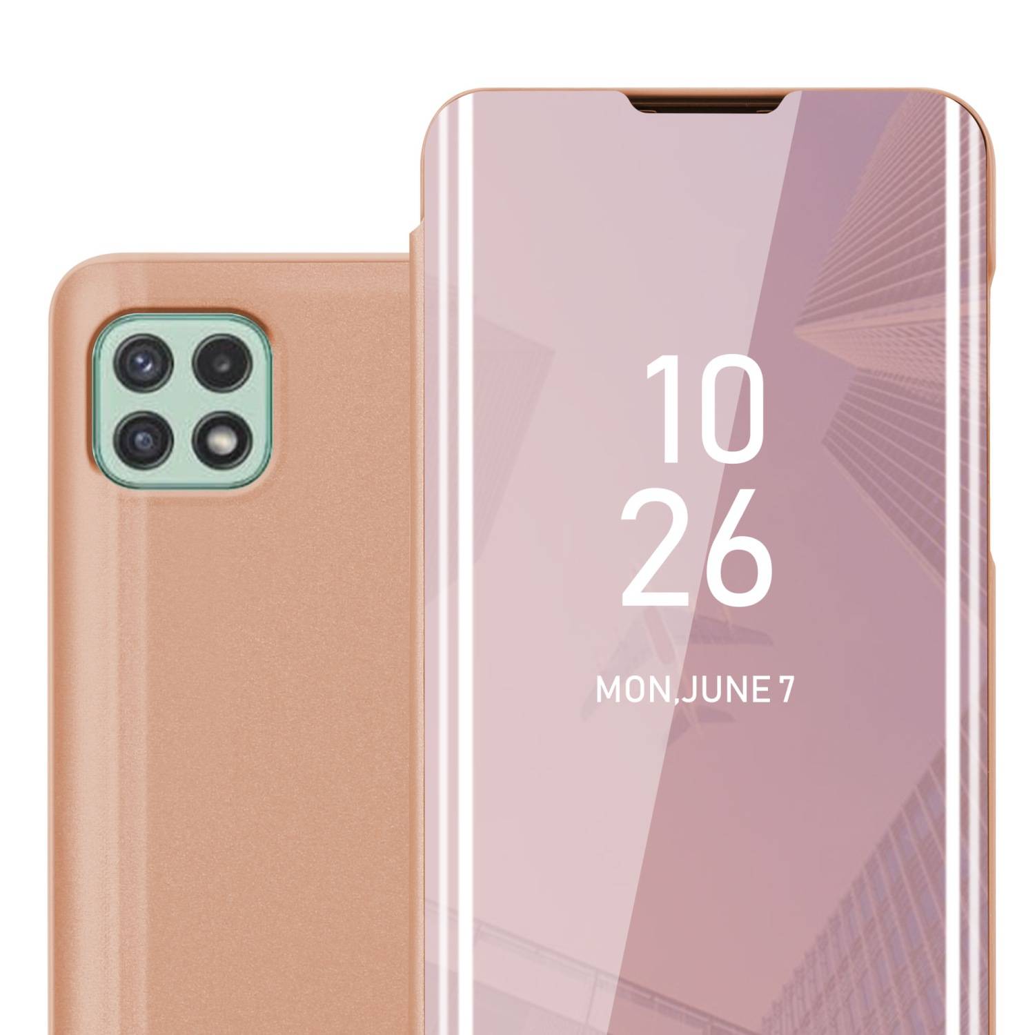 Cadorabo Handyhülle für Samsung Galaxy A22 5G in Pink Cover Backcover Schutzhülle Book Case Booklet