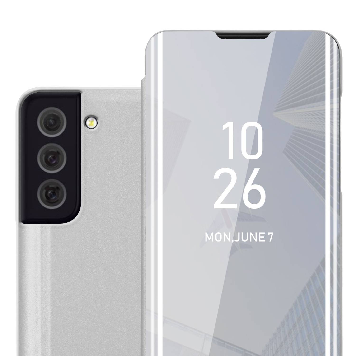 Cadorabo Handyhülle für Samsung Galaxy S22 in Silber Cover Backcover Schutzhülle Book Case Booklet