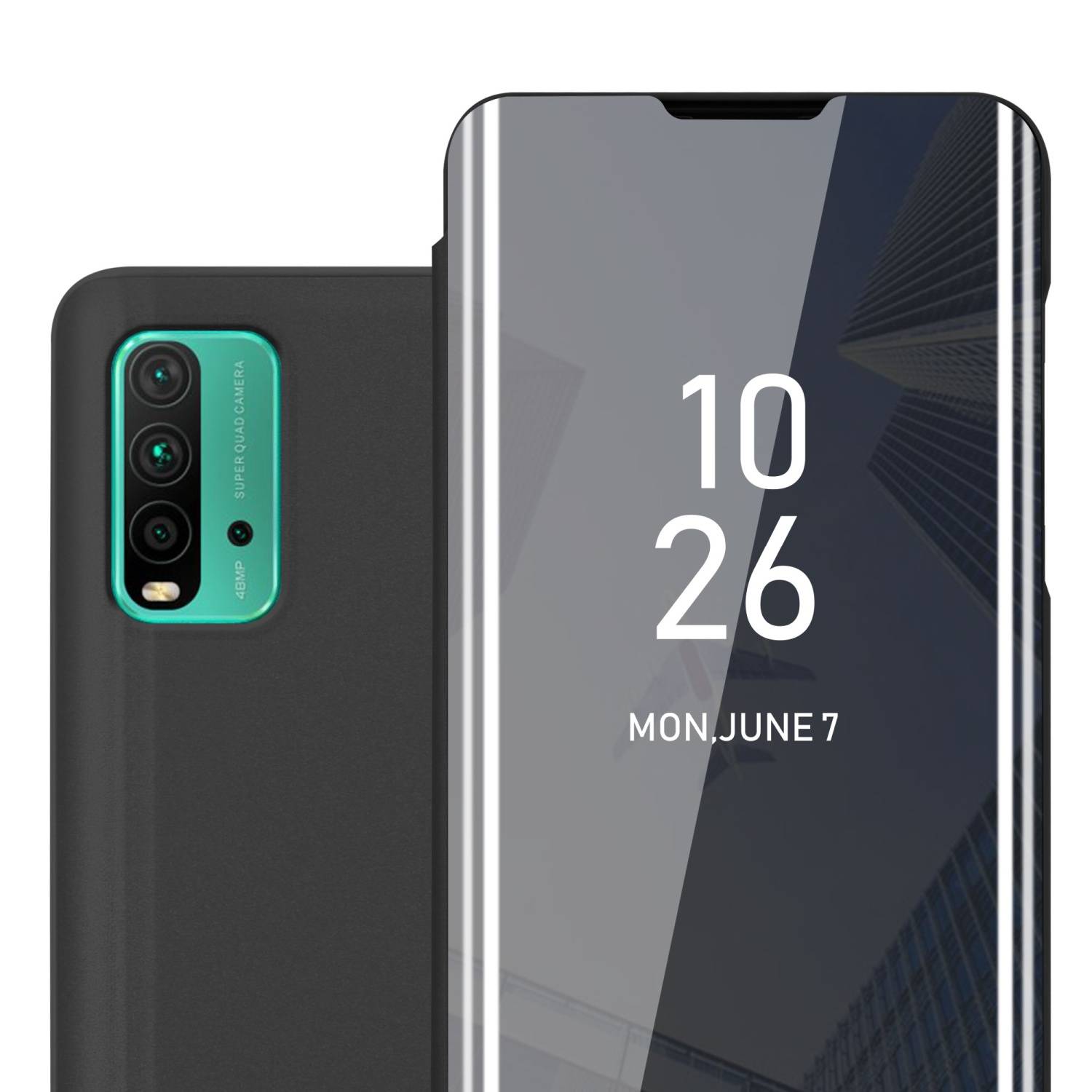 Cadorabo Handyhülle für Xiaomi RedMi 9T / POCO M3 in Schwarz Cover Backcover Schutzhülle Book Case Booklet