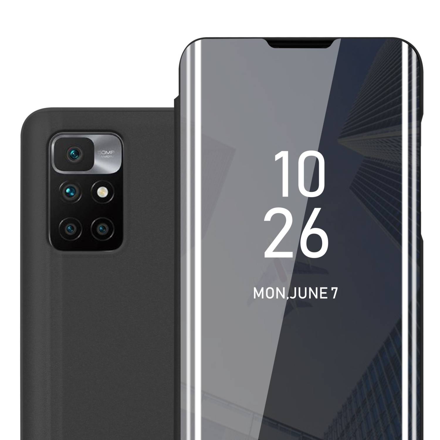 Cadorabo Handyhülle für Xiaomi RedMi 10 / RedMi NOTE 11 4G in Schwarz Cover Backcover Schutzhülle Book Case Booklet