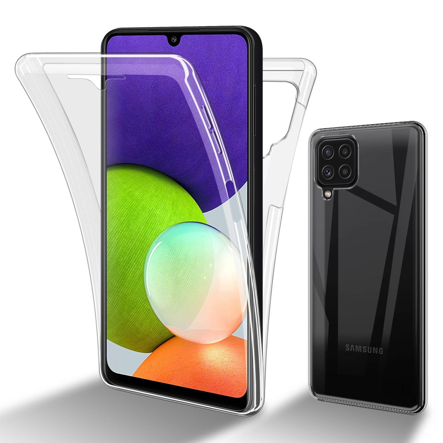 Cadorabo Schutzhülle für Samsung Galaxy A22 4G / M22 / M32 4G Hülle in Transparent 360° Etui Full Body Handyhülle Cover