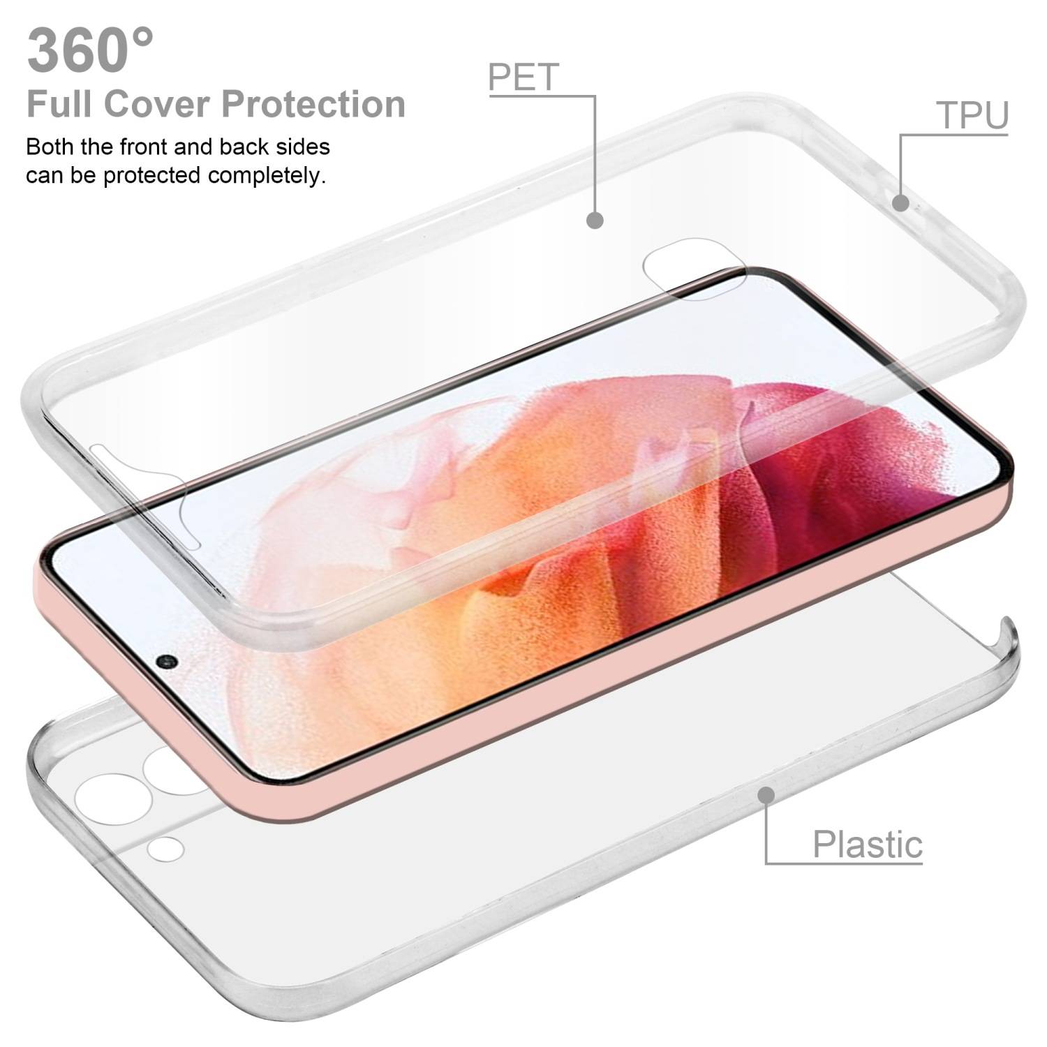 Cadorabo Schutzhülle für Samsung Galaxy S22 Hülle in Transparent 360° Etui Full Body Handyhülle Cover Case