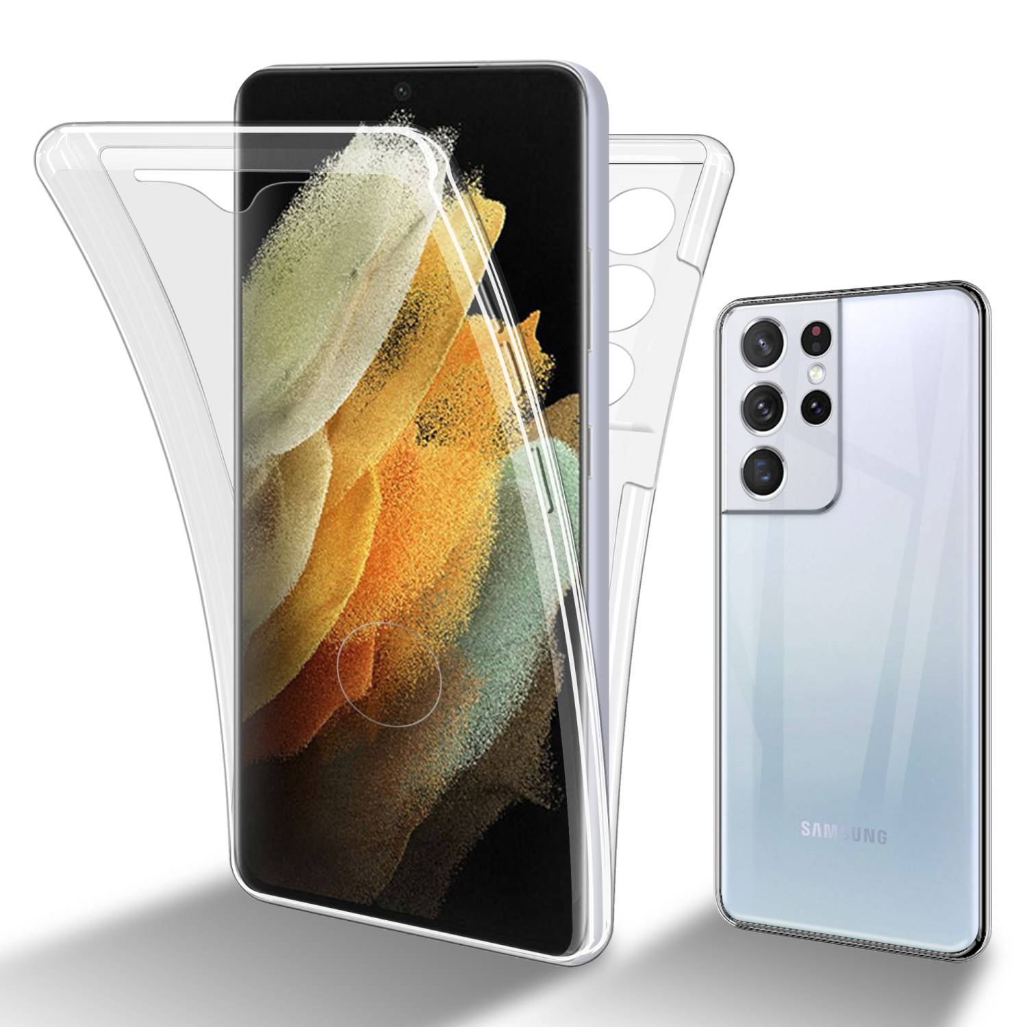 Cadorabo Schutzhülle für Samsung Galaxy S22 ULTRA Hülle in Transparent 360° Etui Full Body Handyhülle Cover Case