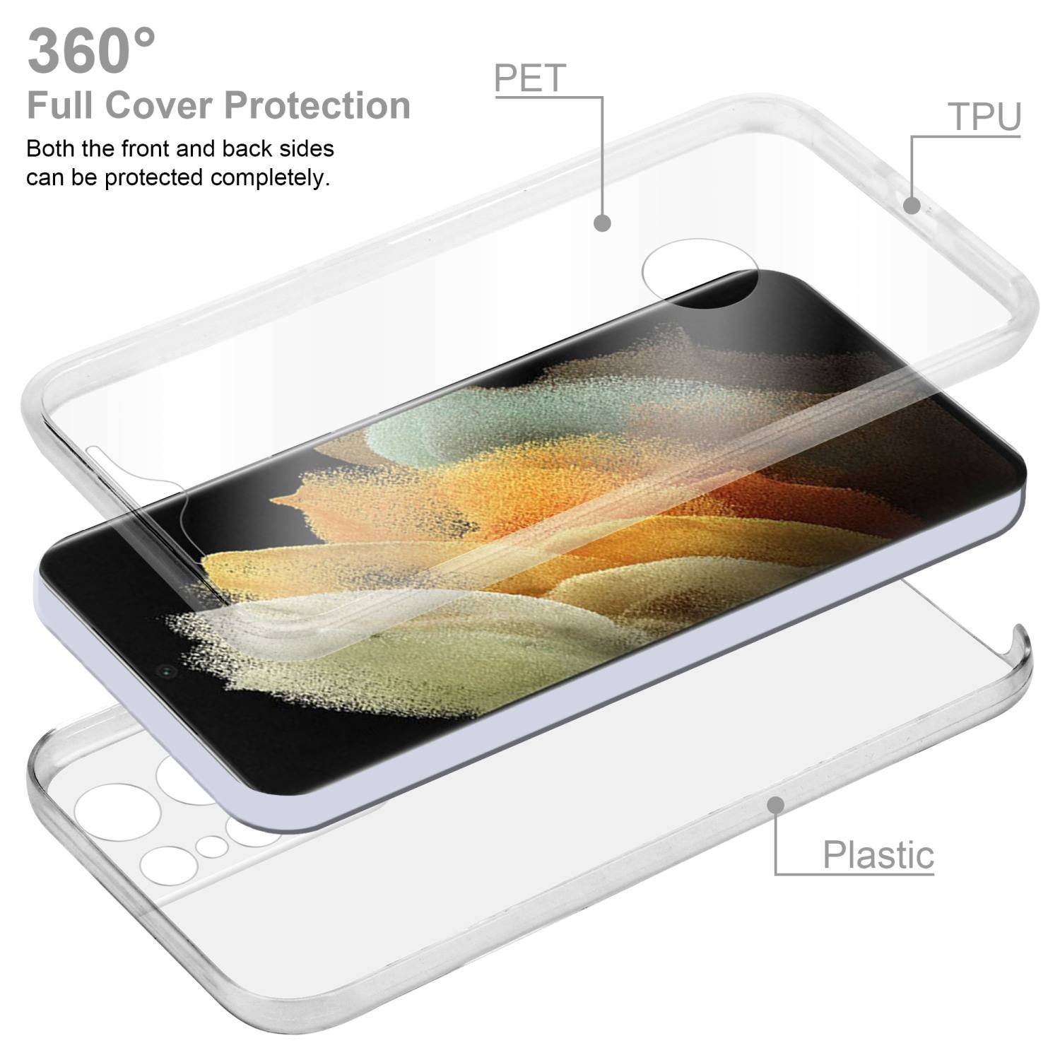 Cadorabo Schutzhülle für Samsung Galaxy S22 ULTRA Hülle in Transparent 360° Etui Full Body Handyhülle Cover Case