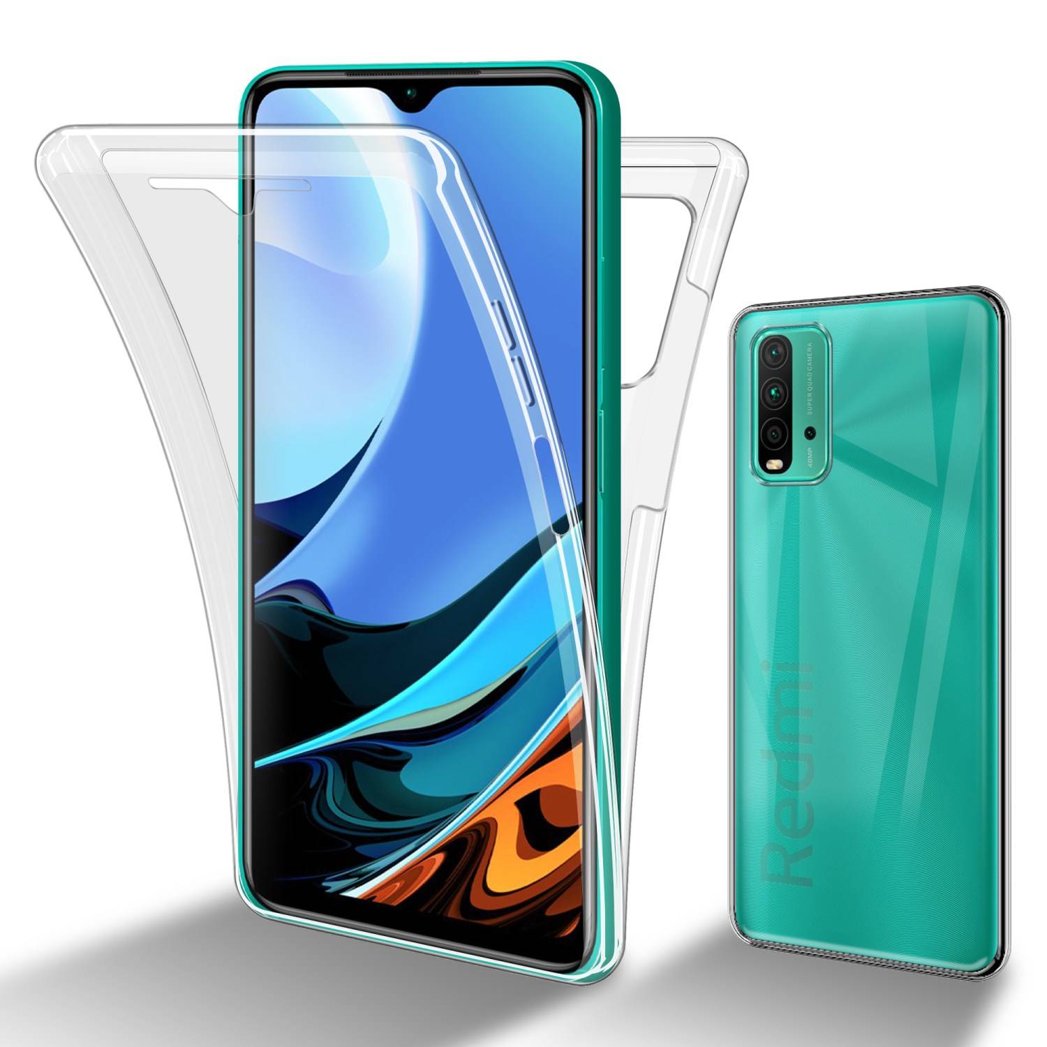 Cadorabo Schutzhülle für Xiaomi RedMi 9T Hülle in Transparent 360° Etui Full Body Handyhülle Cover Case