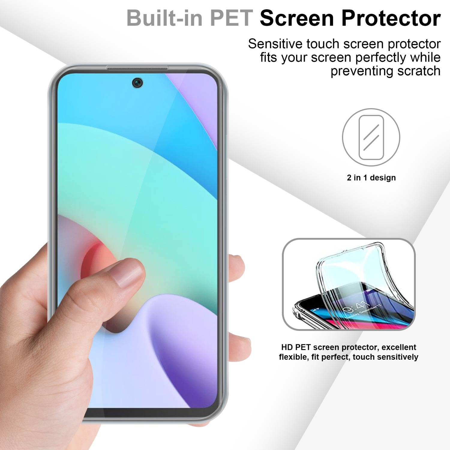 Cadorabo Schutzhülle für Xiaomi RedMi 10 / RedMi NOTE 11 4G Hülle in Transparent 360° Etui Full Body Handyhülle Cover