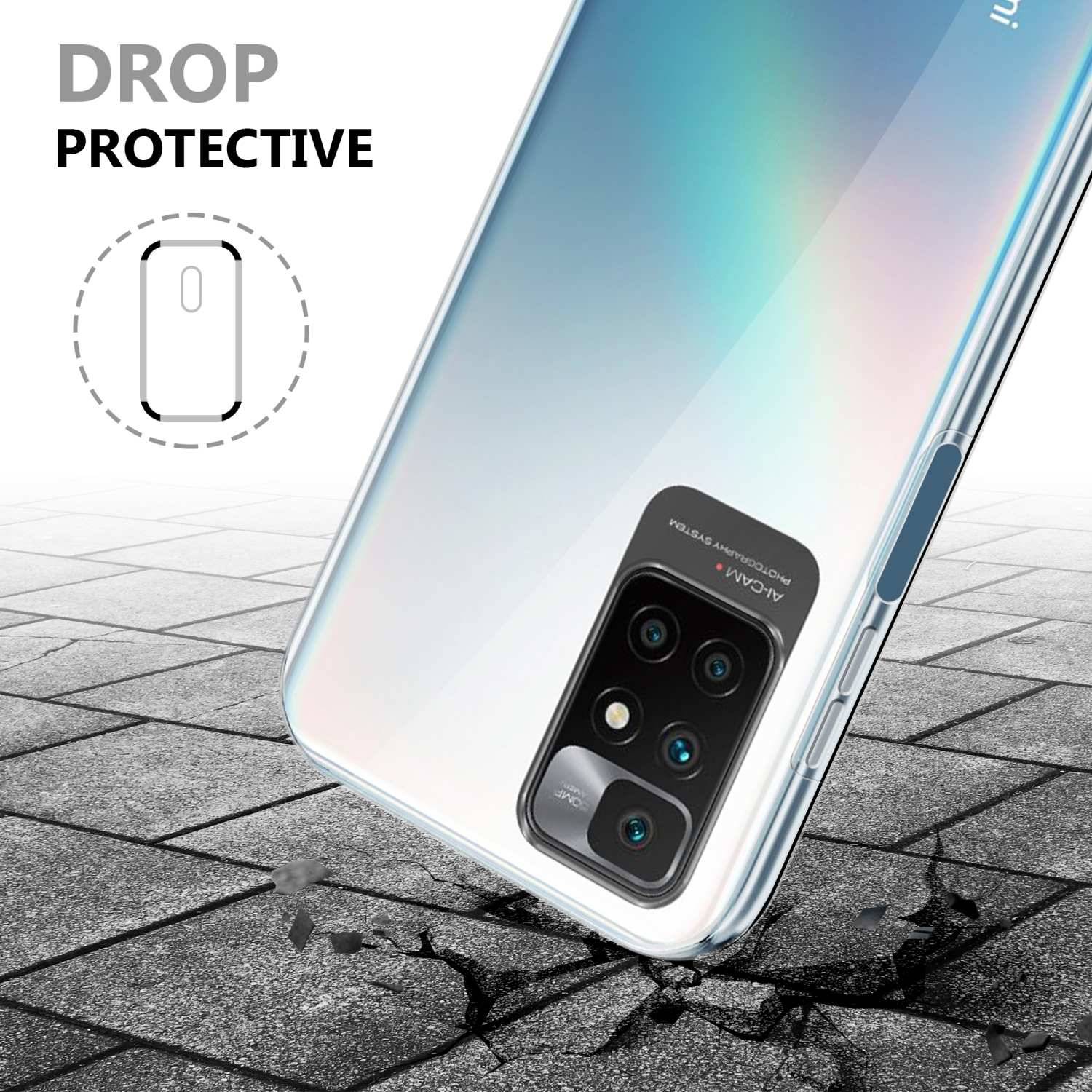 Cadorabo Schutzhülle für Xiaomi RedMi 10 / RedMi NOTE 11 4G Hülle in Transparent 360° Etui Full Body Handyhülle Cover