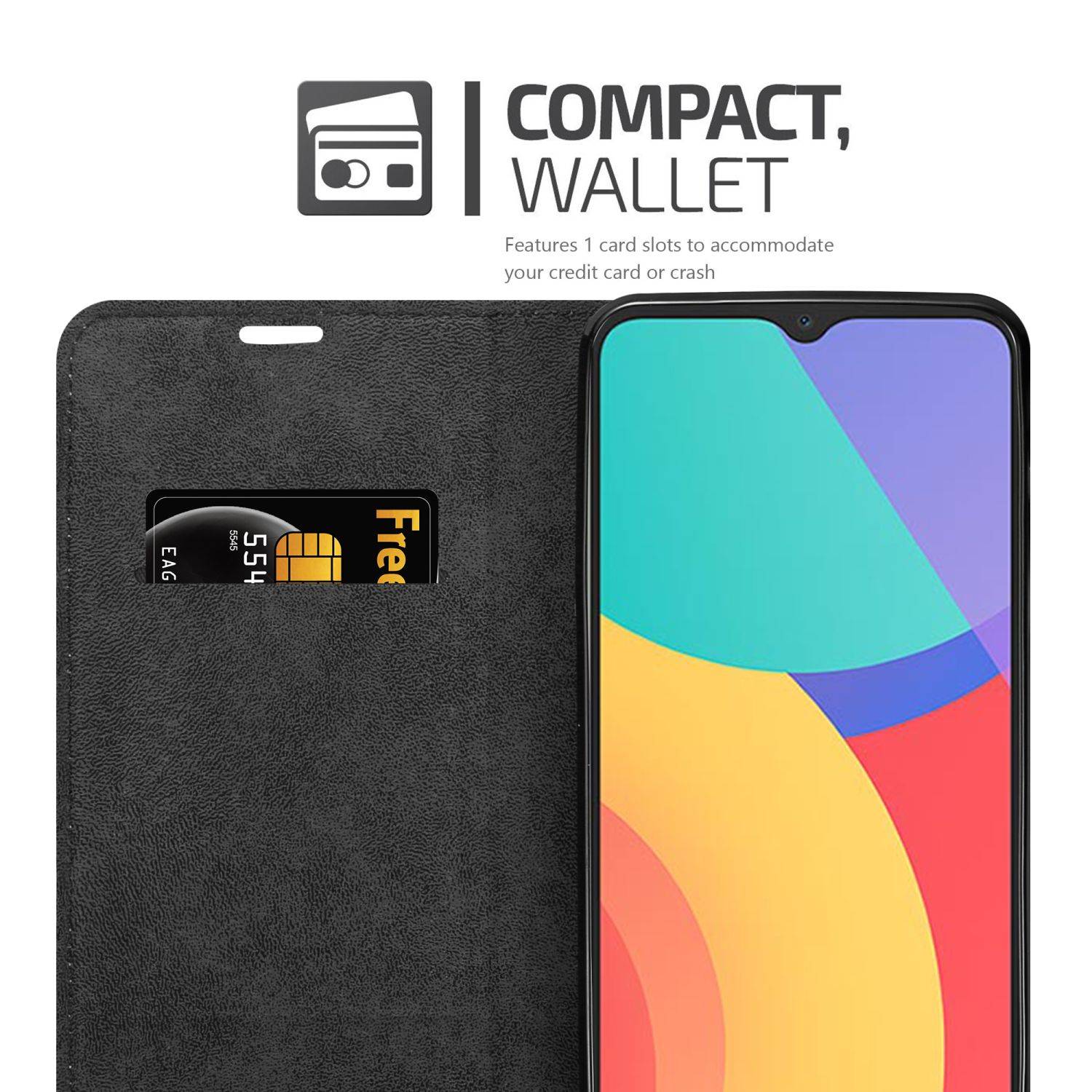 Cadorabo Hülle für Alcatel 1S 2021 / 3L 2021 Schutz Hülle in Schwarz Handyhülle Etui Case Cover Magnetverschluss