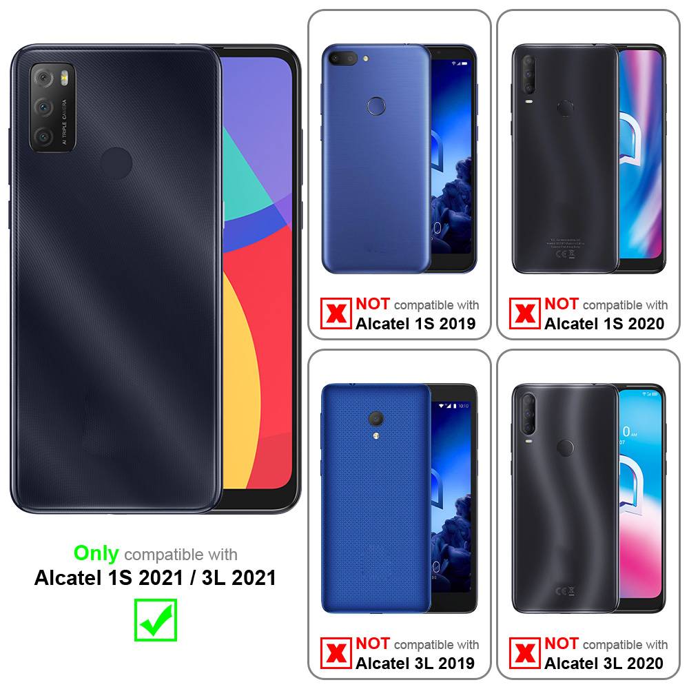 Cadorabo Hülle für Alcatel 1S 2021 / 3L 2021 Schutz Hülle in Schwarz Handyhülle Etui Case Cover Magnetverschluss