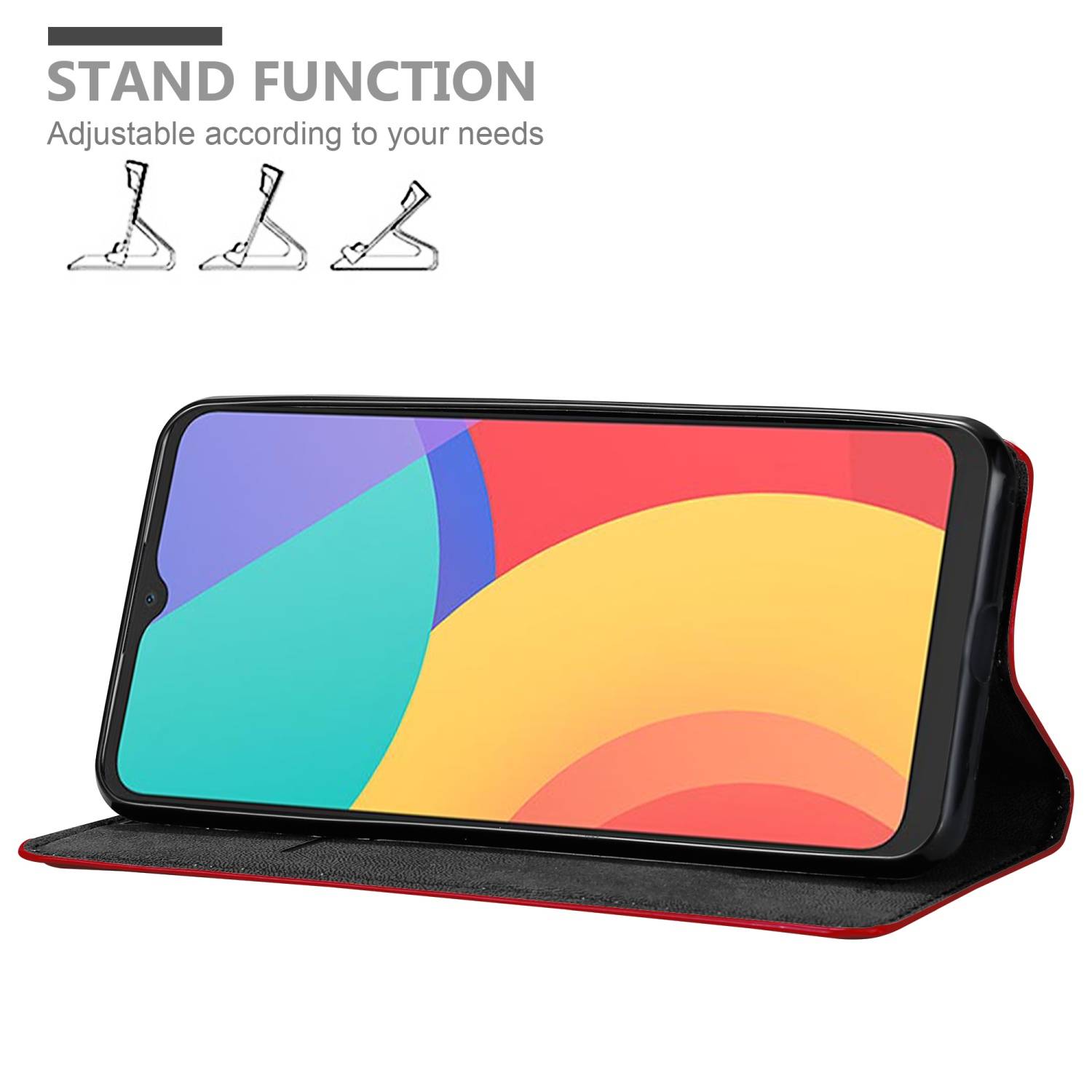 Cadorabo Hülle für Alcatel 1S 2021 / 3L 2021 Schutz Hülle in Rot Handyhülle Etui Case Cover Magnetverschluss