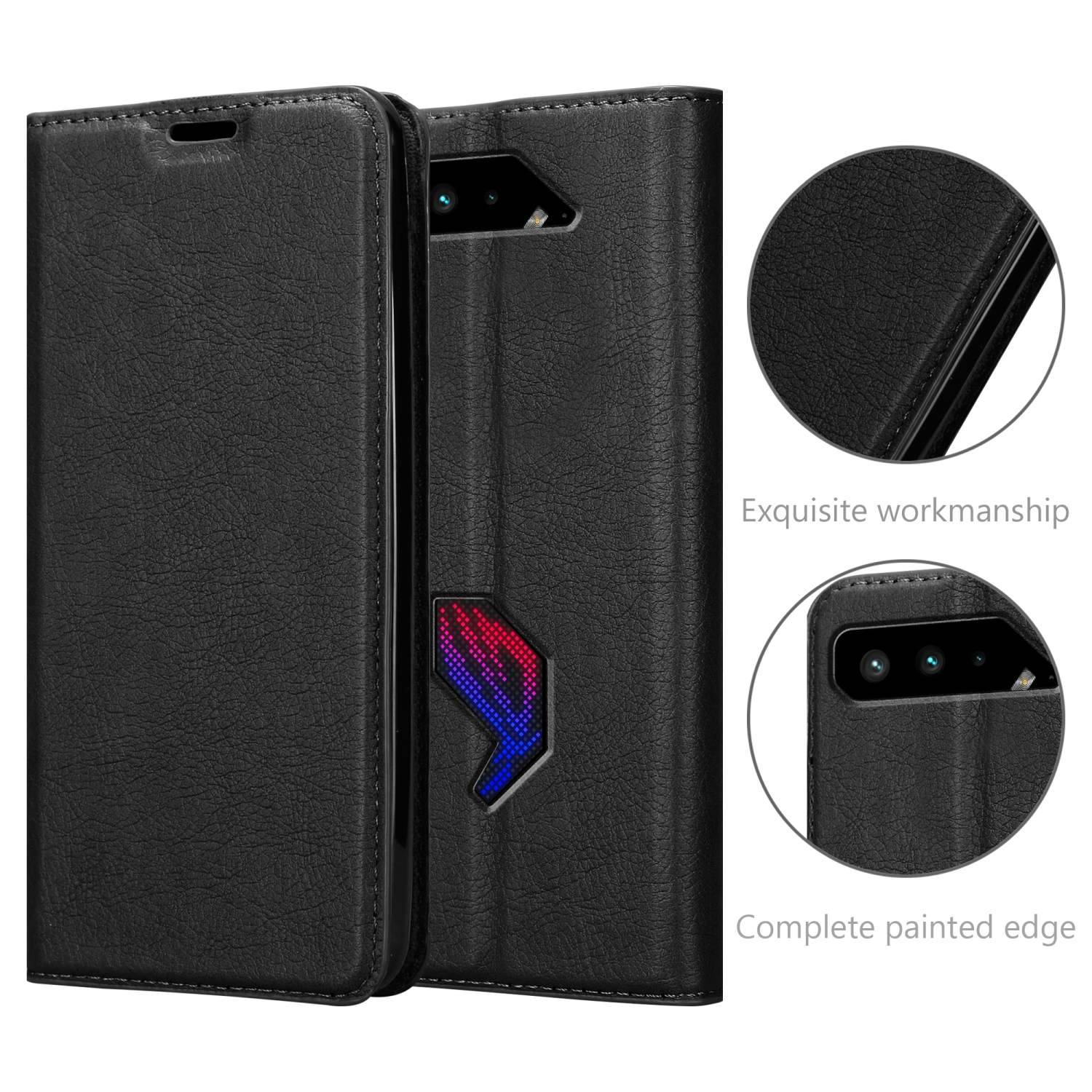 Cadorabo Hülle für Asus ROG Phone 5 Schutz Hülle in Schwarz Handyhülle Etui Case Cover Magnetverschluss