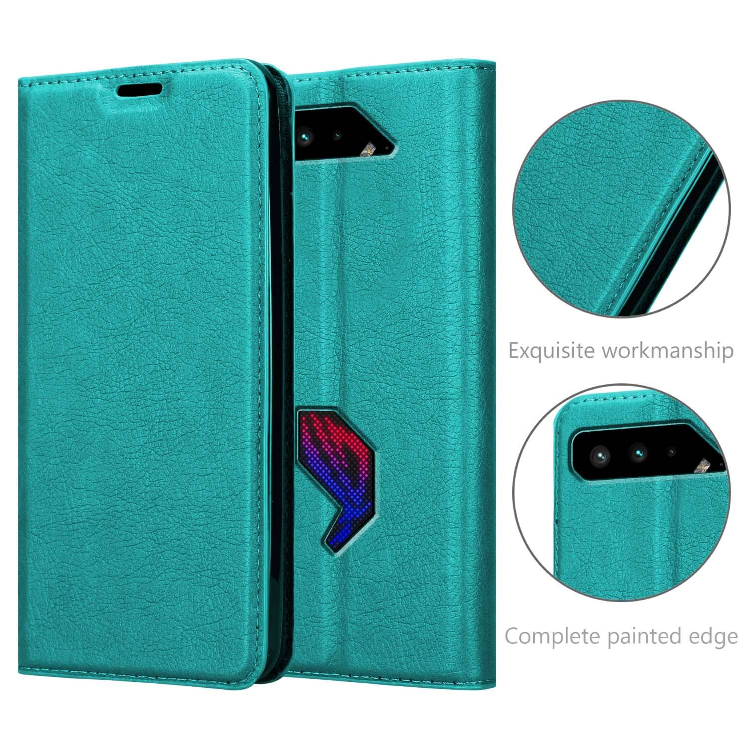 Cadorabo Hülle für Asus ROG Phone 5 Schutz Hülle in Türkis Handyhülle Etui Case Cover Magnetverschluss