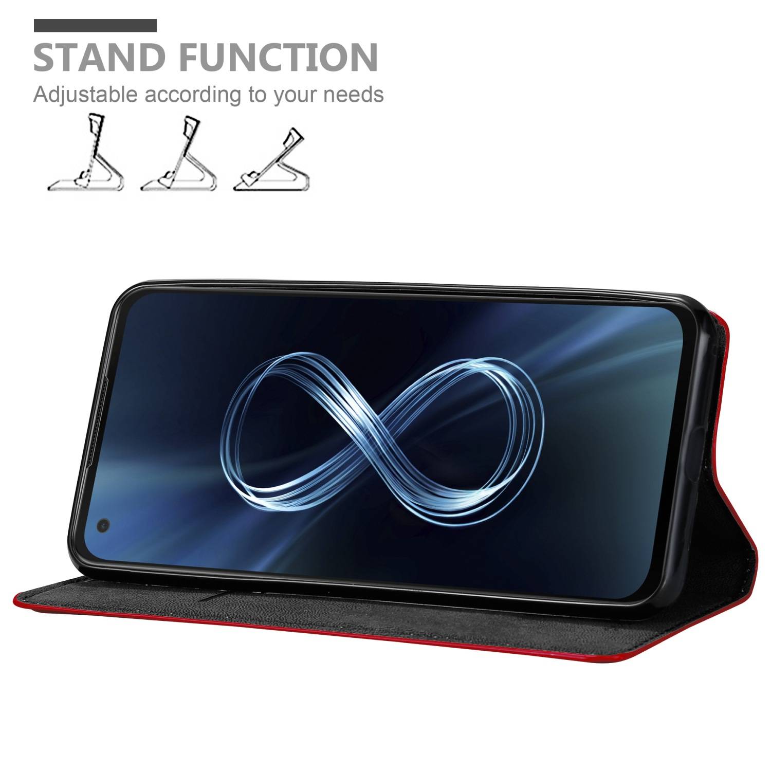 Cadorabo Hülle für Asus ZenFone 8 Schutz Hülle in Rot Handyhülle Etui Case Cover Magnetverschluss