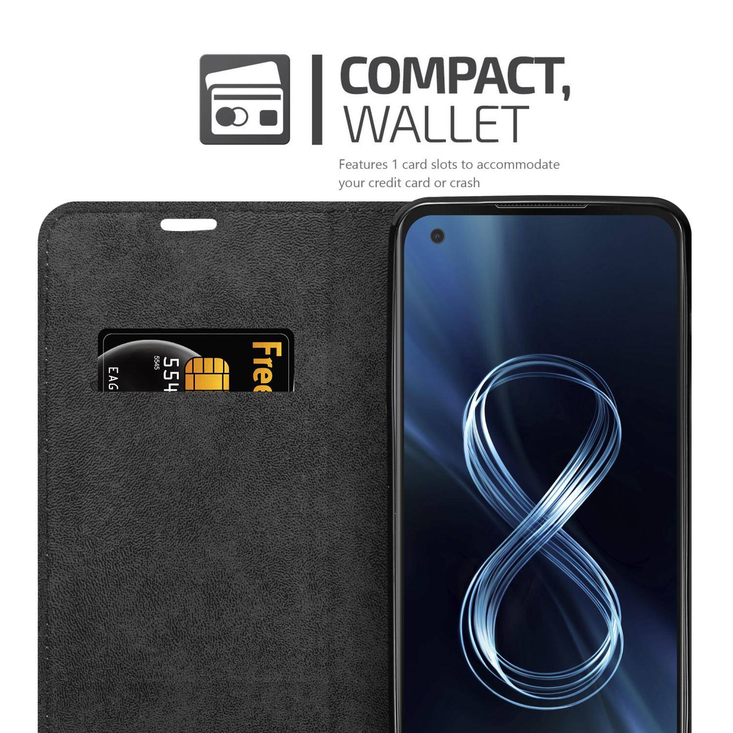 Cadorabo Hülle für Asus ZenFone 8 Schutz Hülle in Rot Handyhülle Etui Case Cover Magnetverschluss