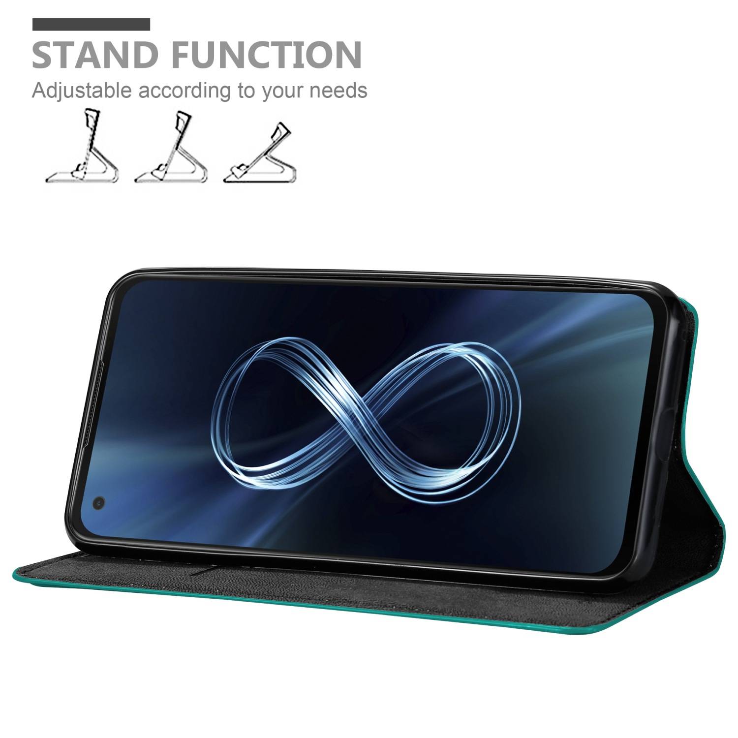 Cadorabo Hülle für Asus ZenFone 8 Schutz Hülle in Türkis Handyhülle Etui Case Cover Magnetverschluss