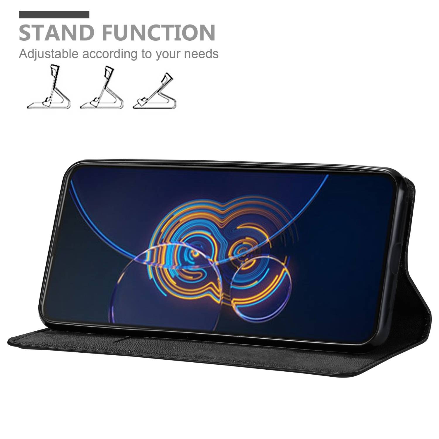 Cadorabo Hülle für Asus ZenFone 8 FLIP Schutz Hülle in Schwarz Handyhülle Etui Case Cover Magnetverschluss