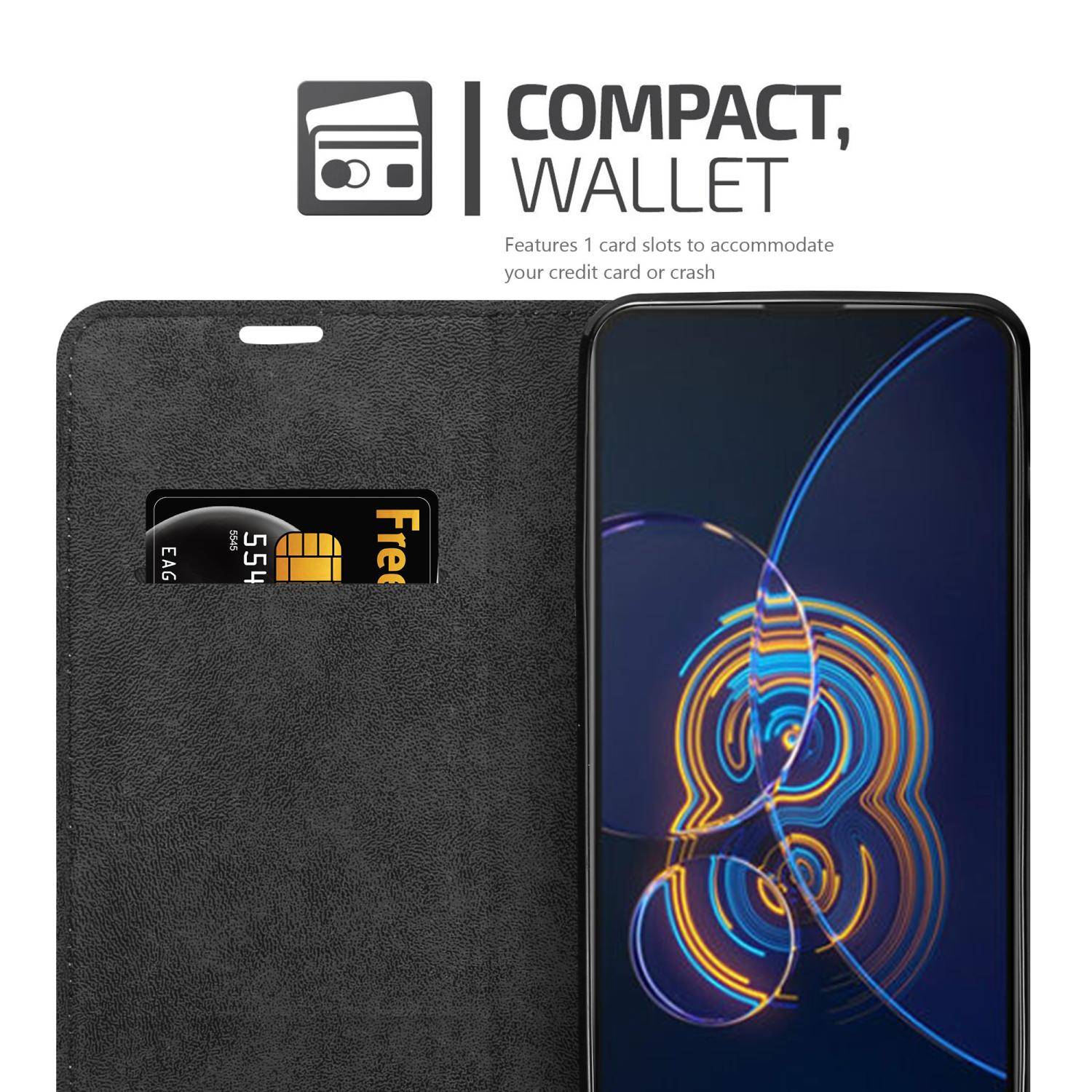 Cadorabo Hülle für Asus ZenFone 8 FLIP Schutz Hülle in Schwarz Handyhülle Etui Case Cover Magnetverschluss